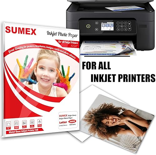 Miniatura 3 de Sumex Papel fotográfico brillante de inyección de tinta de un solo lado 85 x 11 pulgadas 50 hojas de 1058ozm