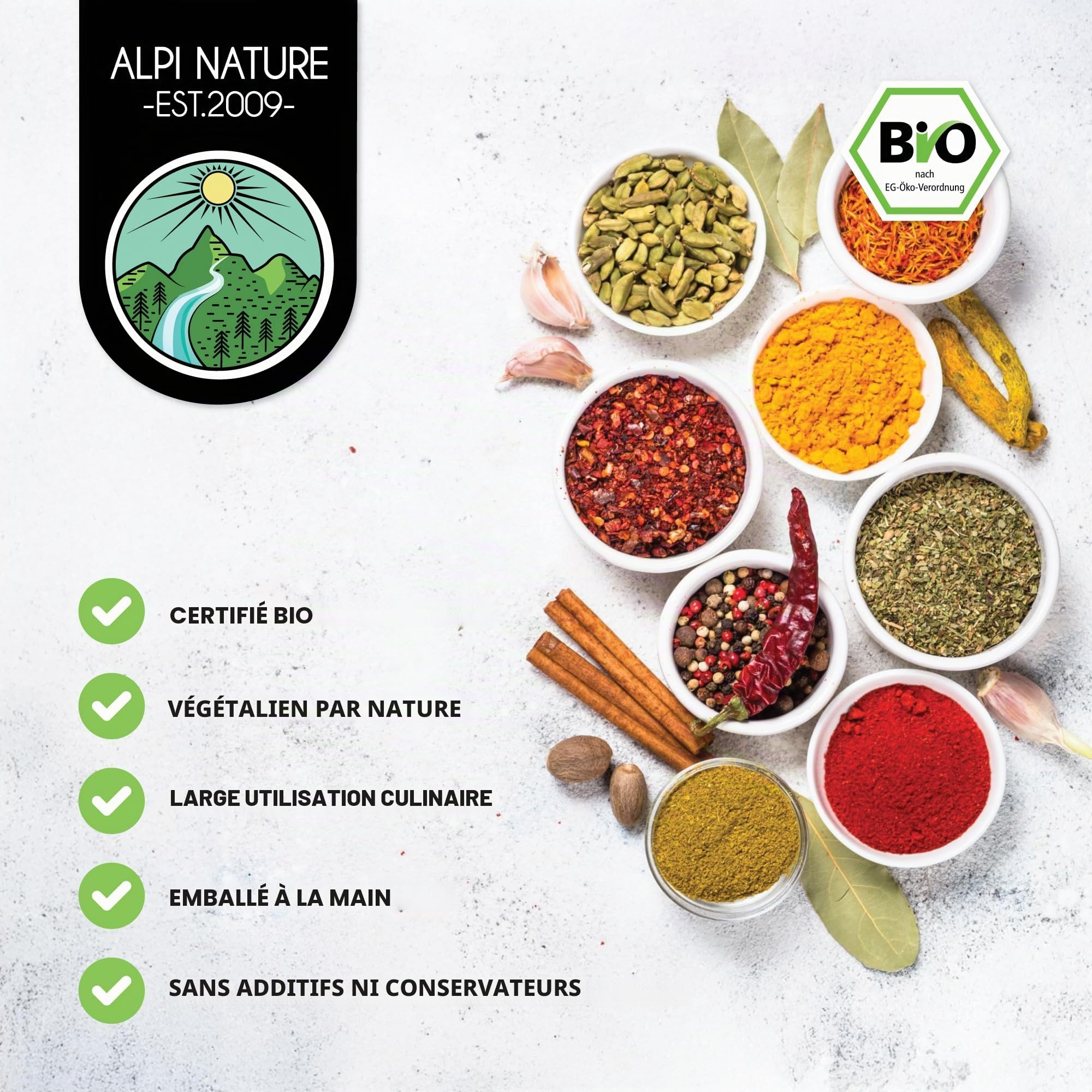 Alpi Nature Piment de la Jamaïque Moulu BIO 500g, Baies de Piment de la Jamaïque Moulues pour la Cuisine et la Pâtisserie