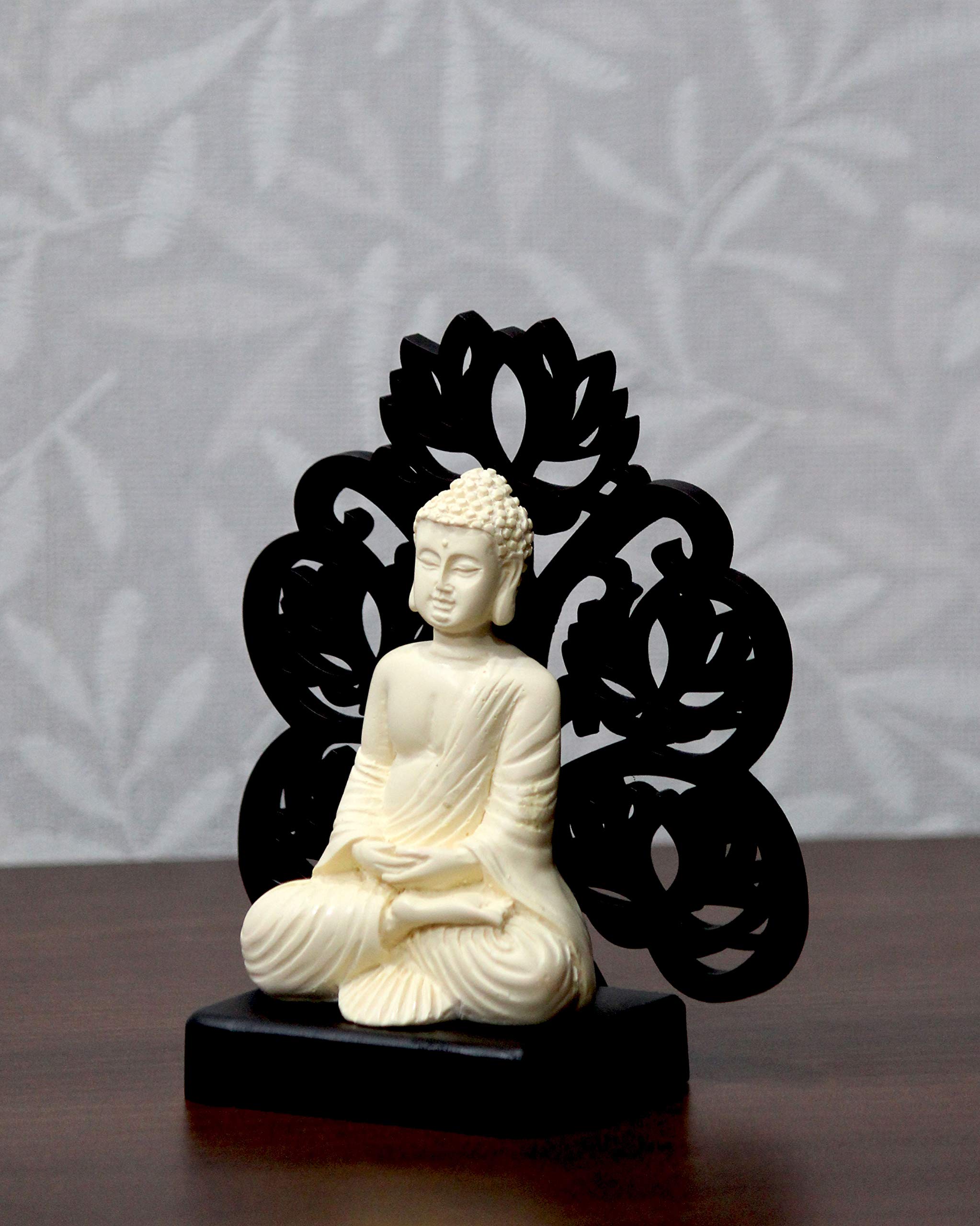 Craft Junction Hand Crafted Lord Buddha with Wooden Tree Decorative Showpiece - 13 cm (Wood, Polyresin, Multicolor)