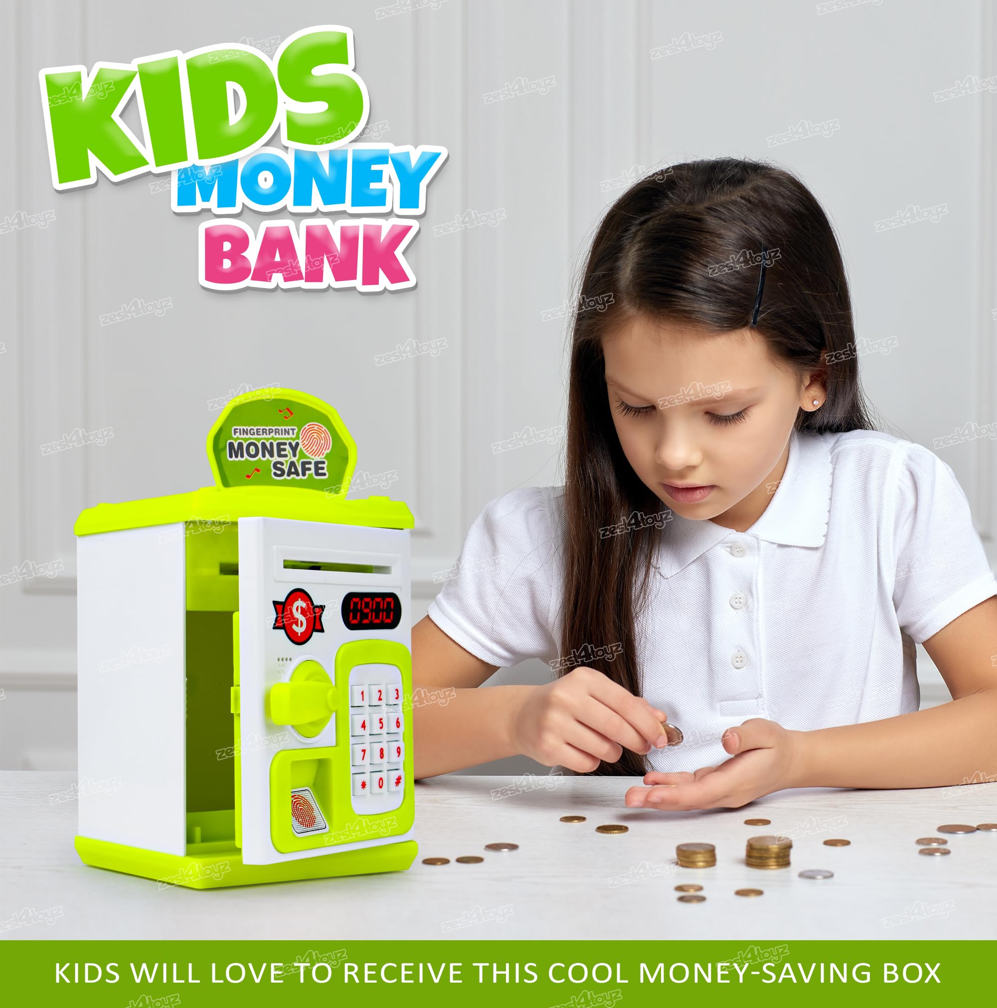 Zest 4 Toyz Piggy Bank with Lock Code Money Saving Coin Bank Auto