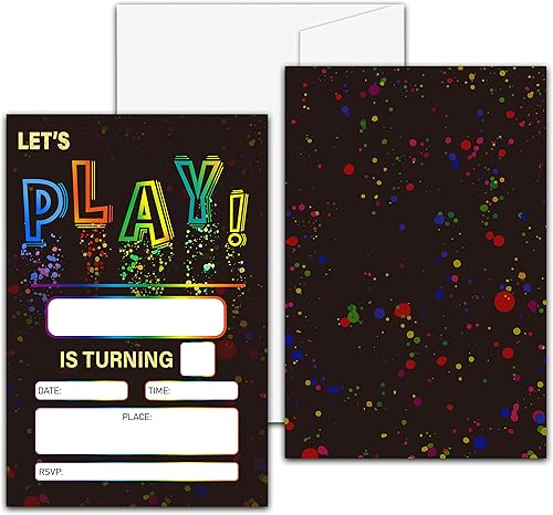 Let's Play - Invitación de fiesta de cumpleaños, invitaciones de llenado de tinta para adolescentes, niños y niñas, 20 invitaciones con sobres (4 x disponible en Yaxa Colombia