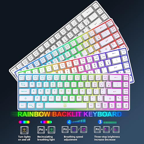 Miniatura 8 de Snpurdiri 60% teclado y mouse inalámbricos para juegos, combo con retroiluminación LED recargable de 2000 mAh, teclado mini de sensación mecánica
