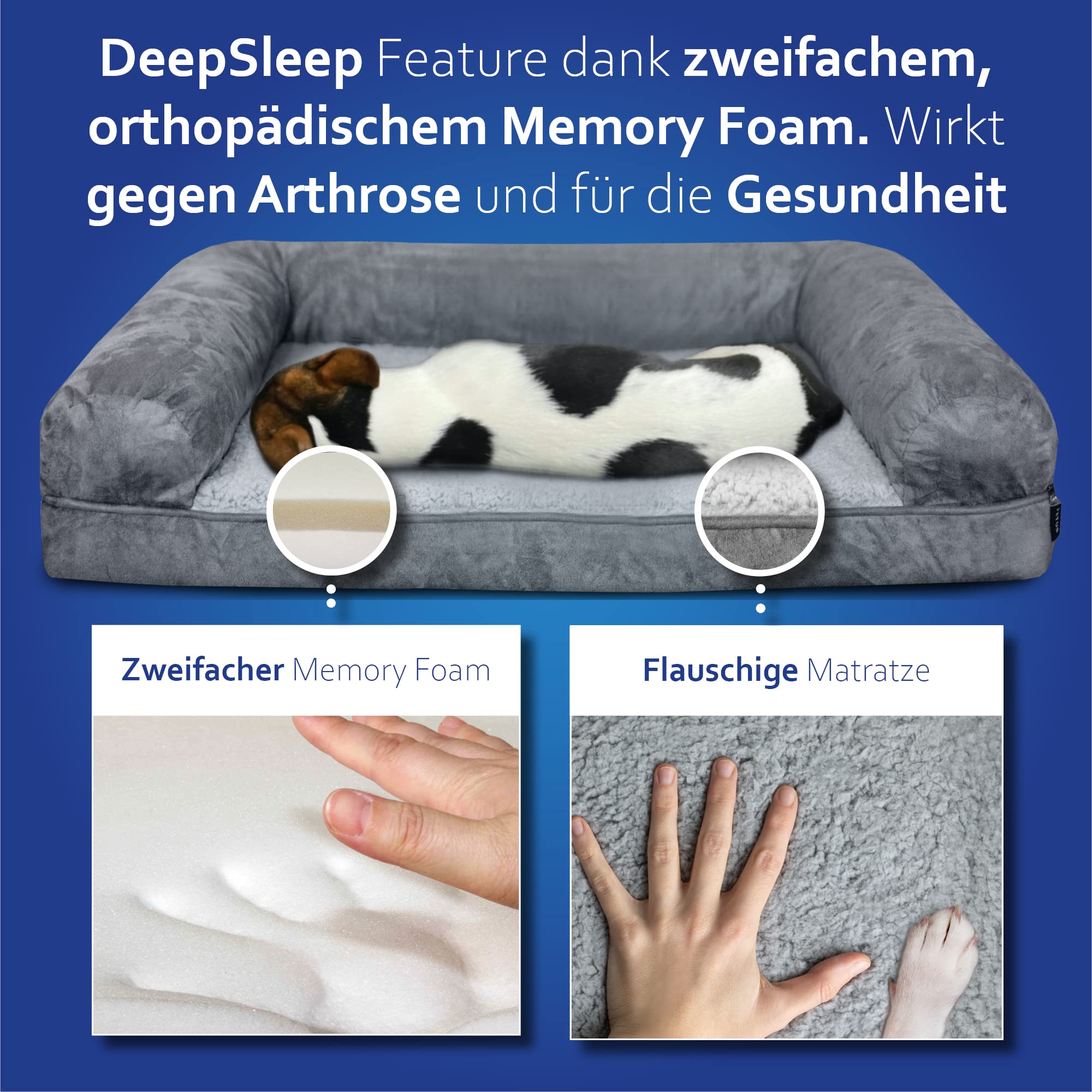 Elite Paws Orthopädisches Hundebett – Mit Waschbarem Bezug, Rutschfester Unterseite & Memory-Schaum