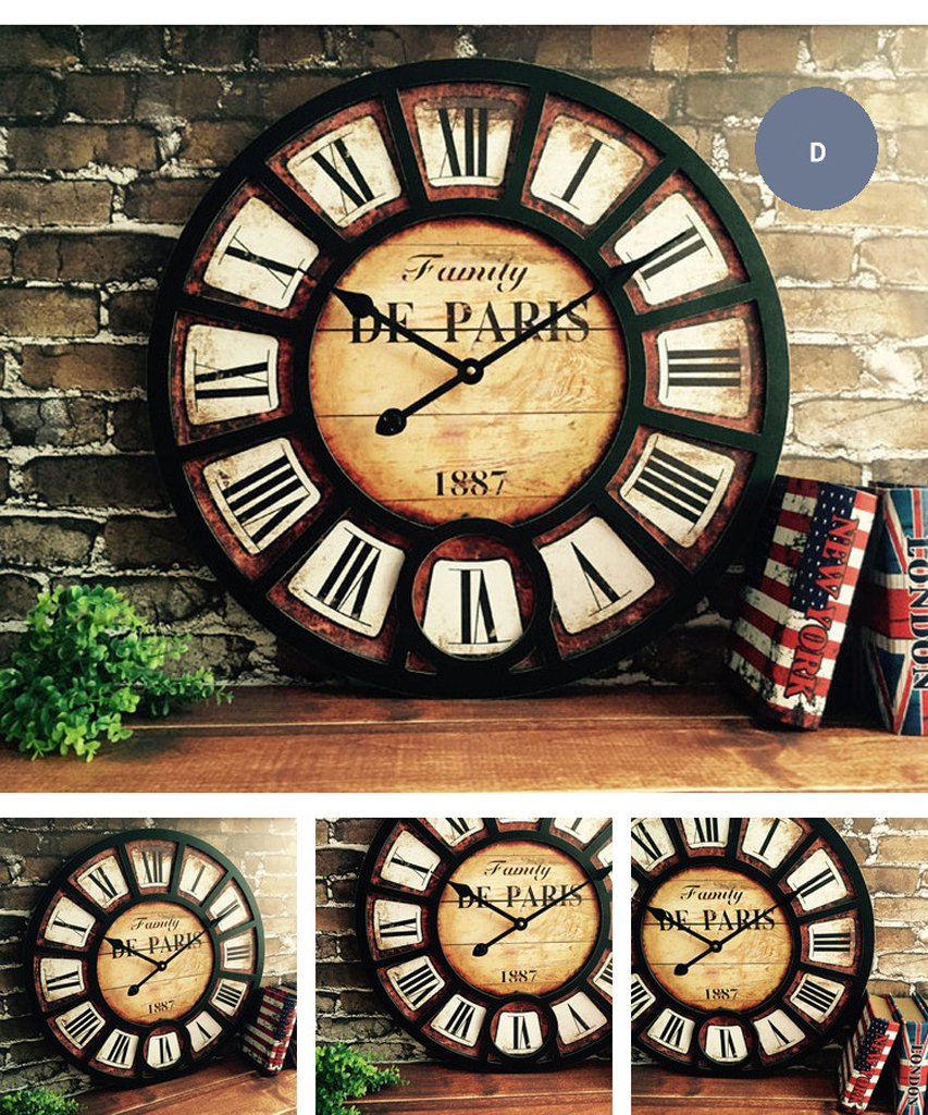 HYLR 38cm Living Reloj de Pared de la habitación Retro Estilo Industrial Creative Restaurante Bar decoración de la cafetería Reloj de Pared silencioso Silent Quartz Decorative Wall Clock