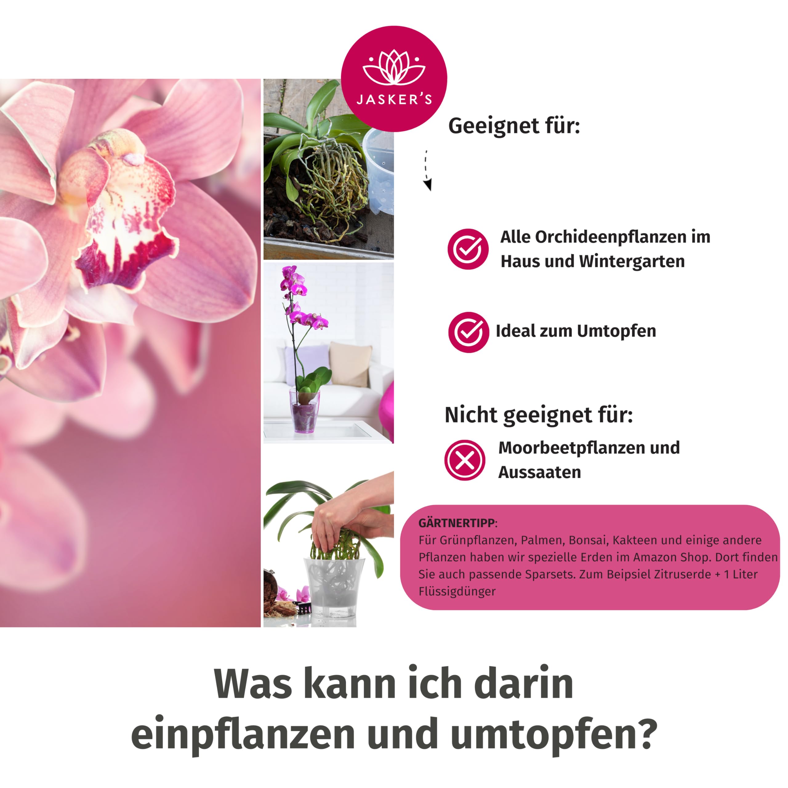 Bio Orchideenerde 5 L Dnger und Wurzelaktivator - Lockere Orchideen Erde  ideal zum Umtopfen - Erde fr Orchideen mit Pinienrinde - Orchideensubstrat  : Amazon.de: Garten