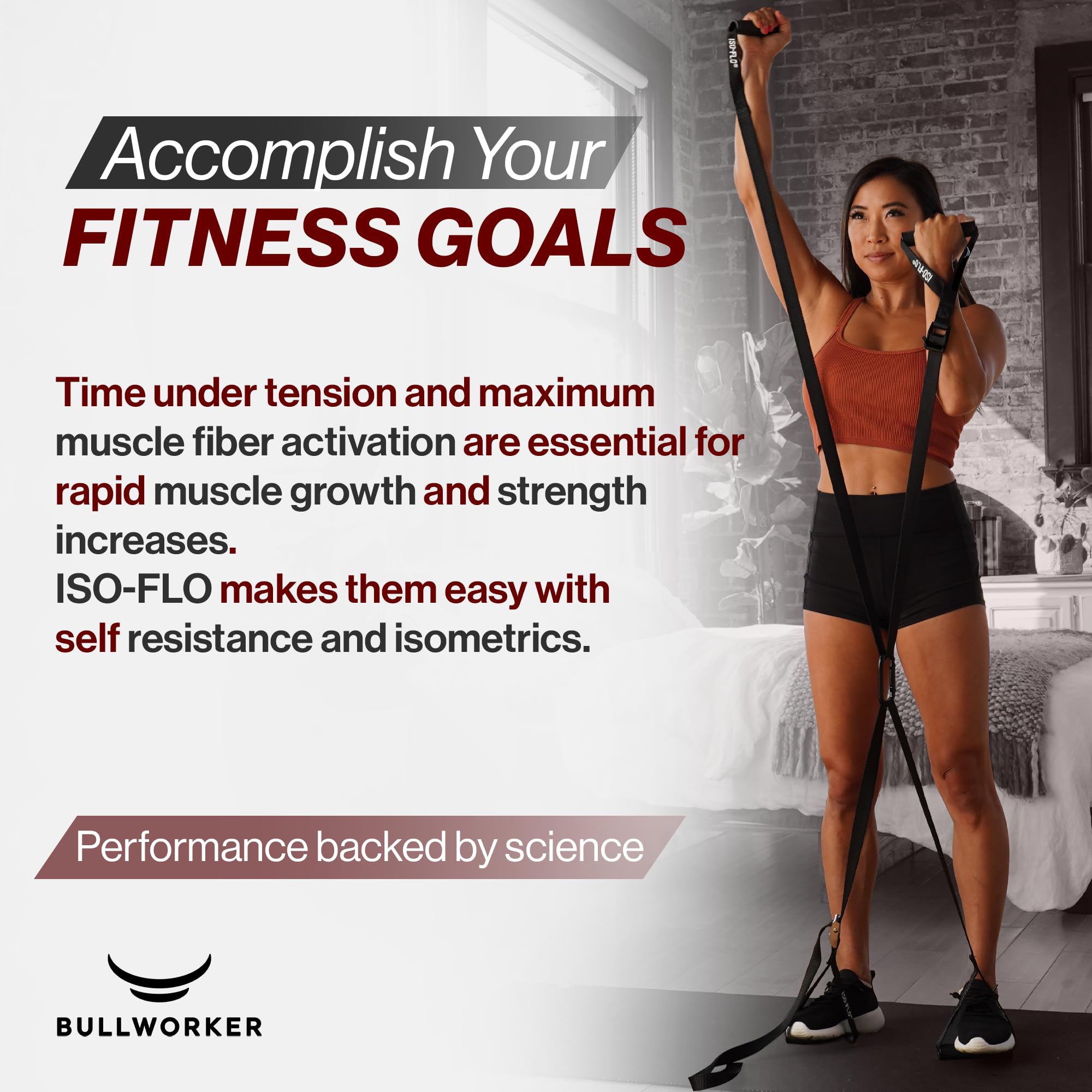 Bullworker ISO-FLO isometrisches Trainingsgerät – Suspension-Trainer-Gurte und Widerstandsbänder für Calisthenics, Pilates und Krafttraining, tragbare Heim-Fitnessgeräte für Rücken-, Rumpf- Training