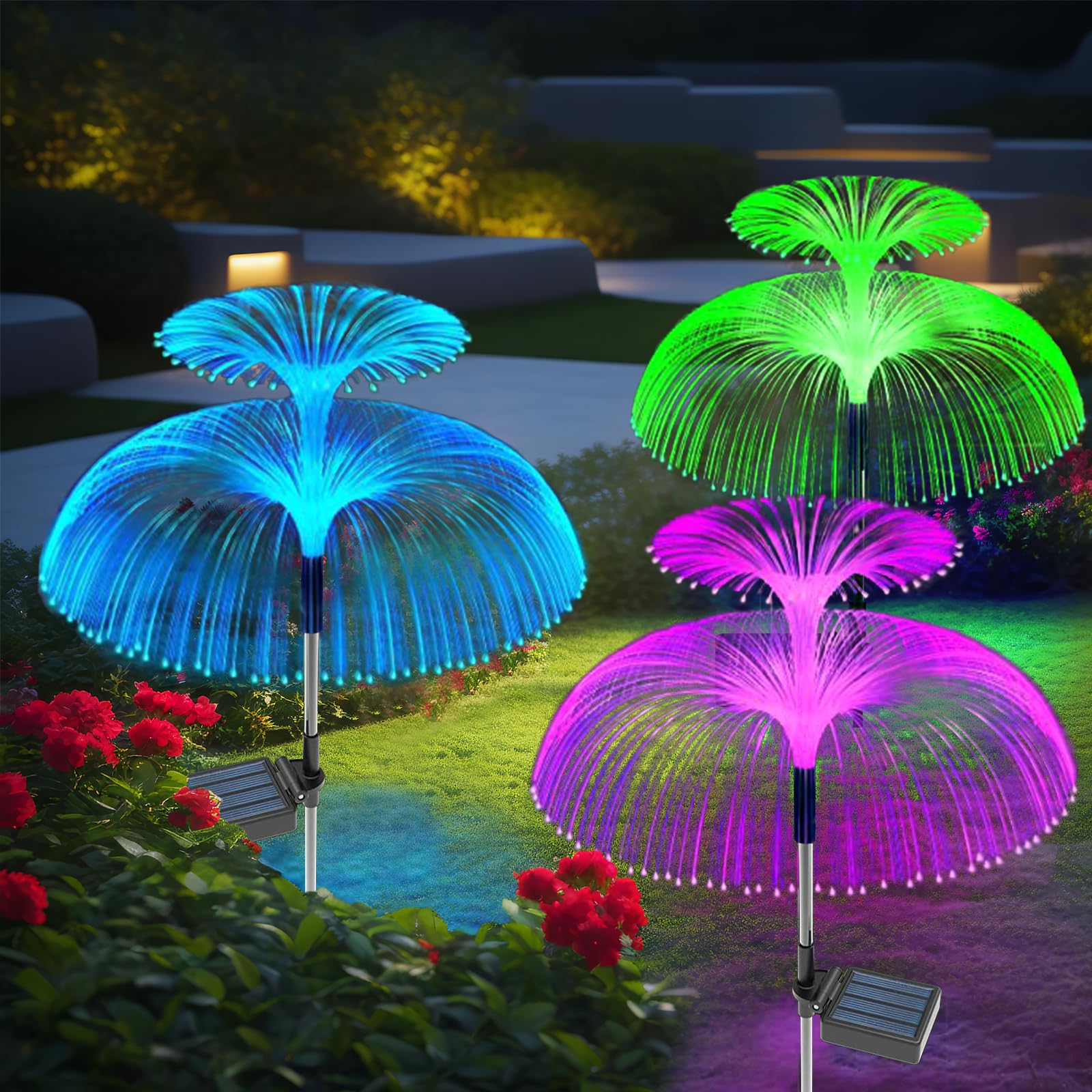 3Pack Garden Solar Lights Outdoor Waterproof Stake