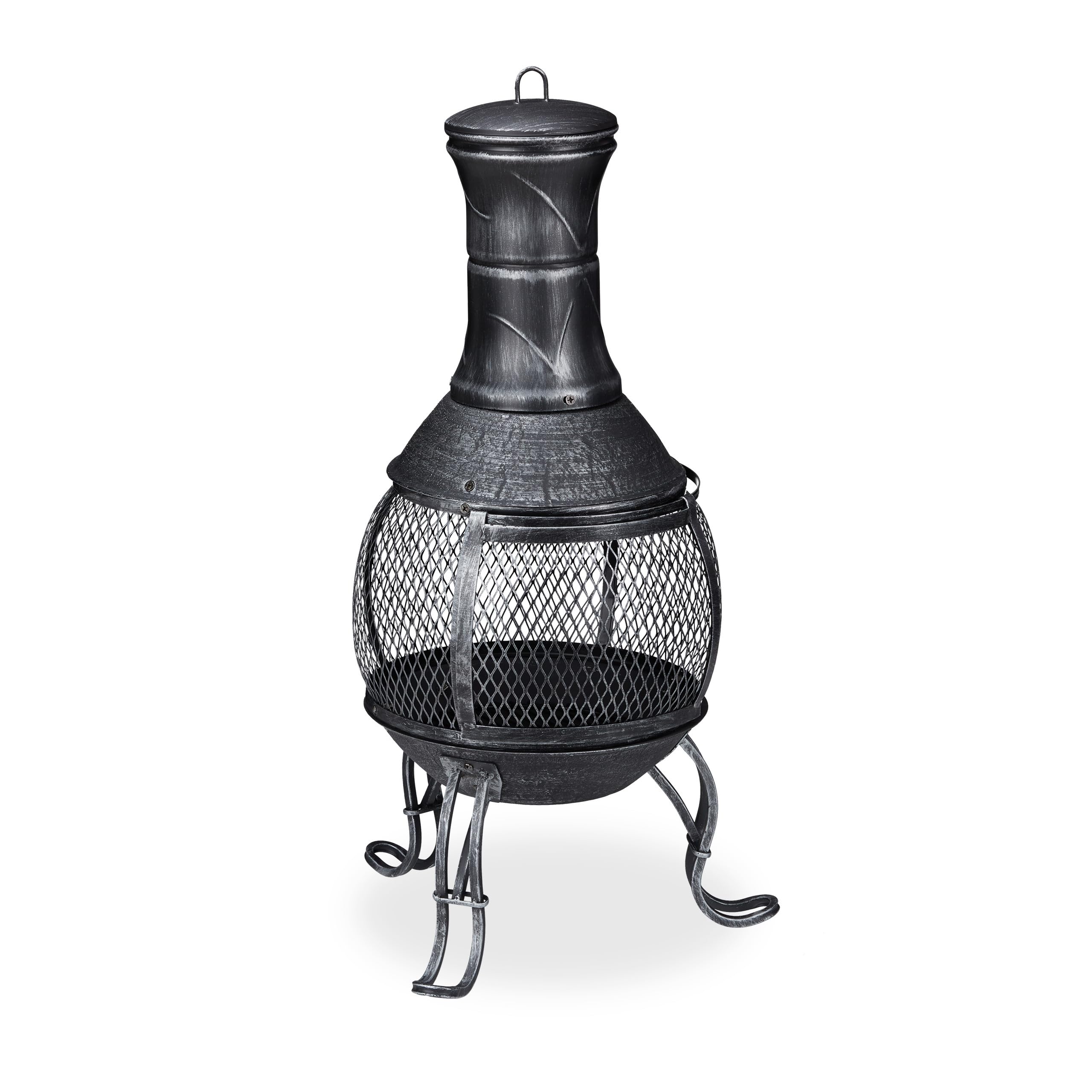 Relaxdays Forno Azteco Attizzatoio Graticola per Legna Griglia Parascintille Giardino Alto 89 cm Grigio