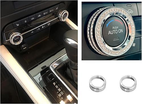 Miniatura 4 de Bling botón de CA con control de clima brillante, accesorio interior grande para Mazda 3 (2019-2021) Mazda CX-5 (2019-2021) Mazda CX-9 Grand Touring