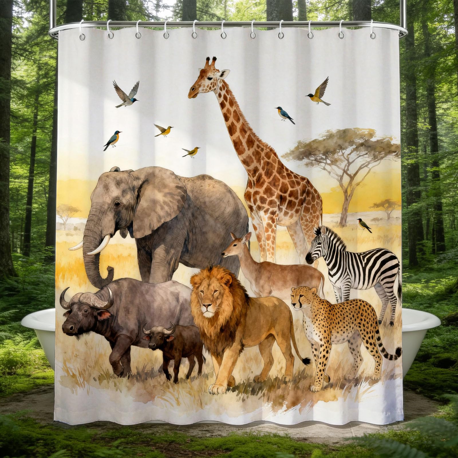 Rideau de douche savane africaine pour une évasion sous la douche