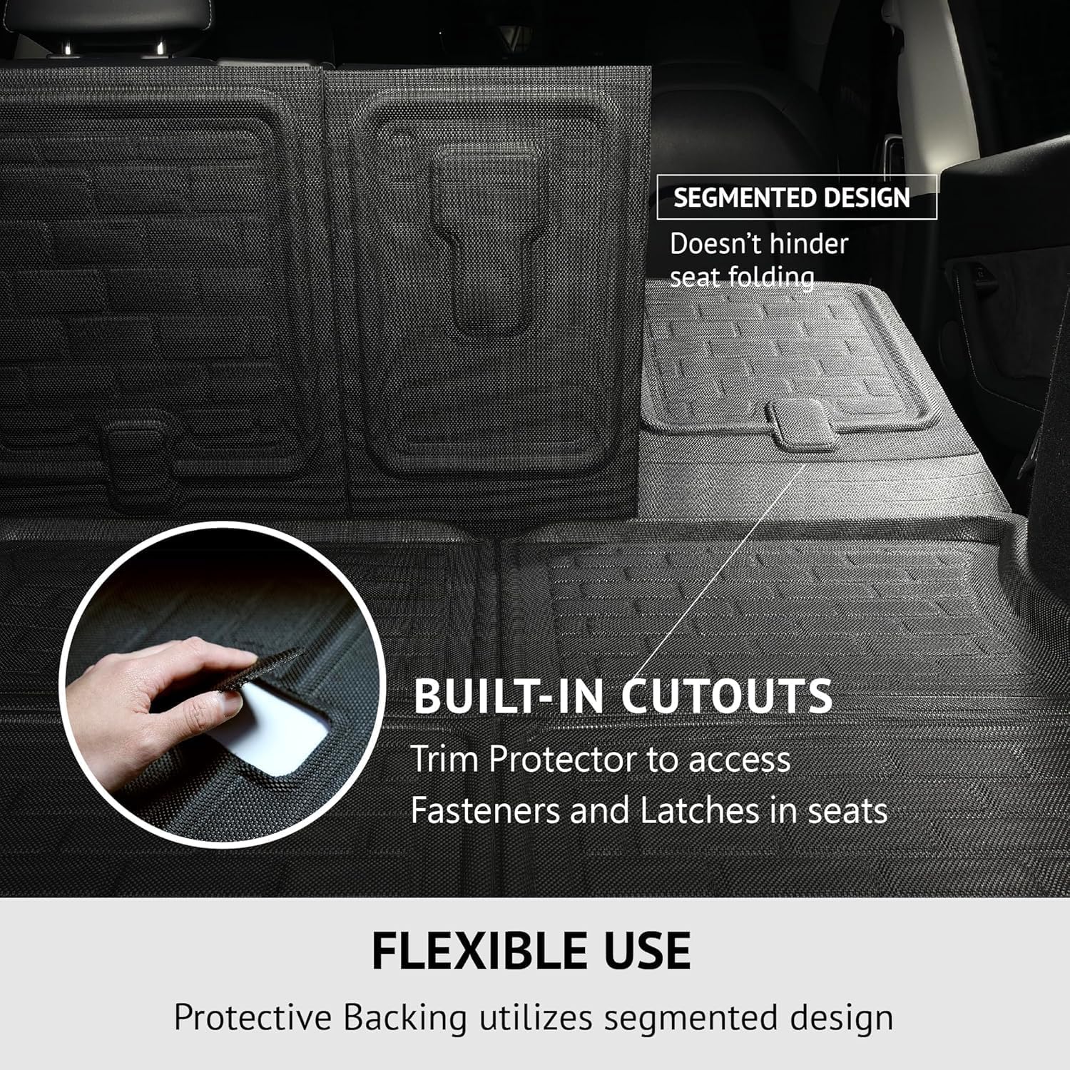 3D MAXpider Custom Fit Kagu Floor Mat (Black) Compatible with Tesla Model X 5 & 7-Seat 2022-2026 - Seatback Protector