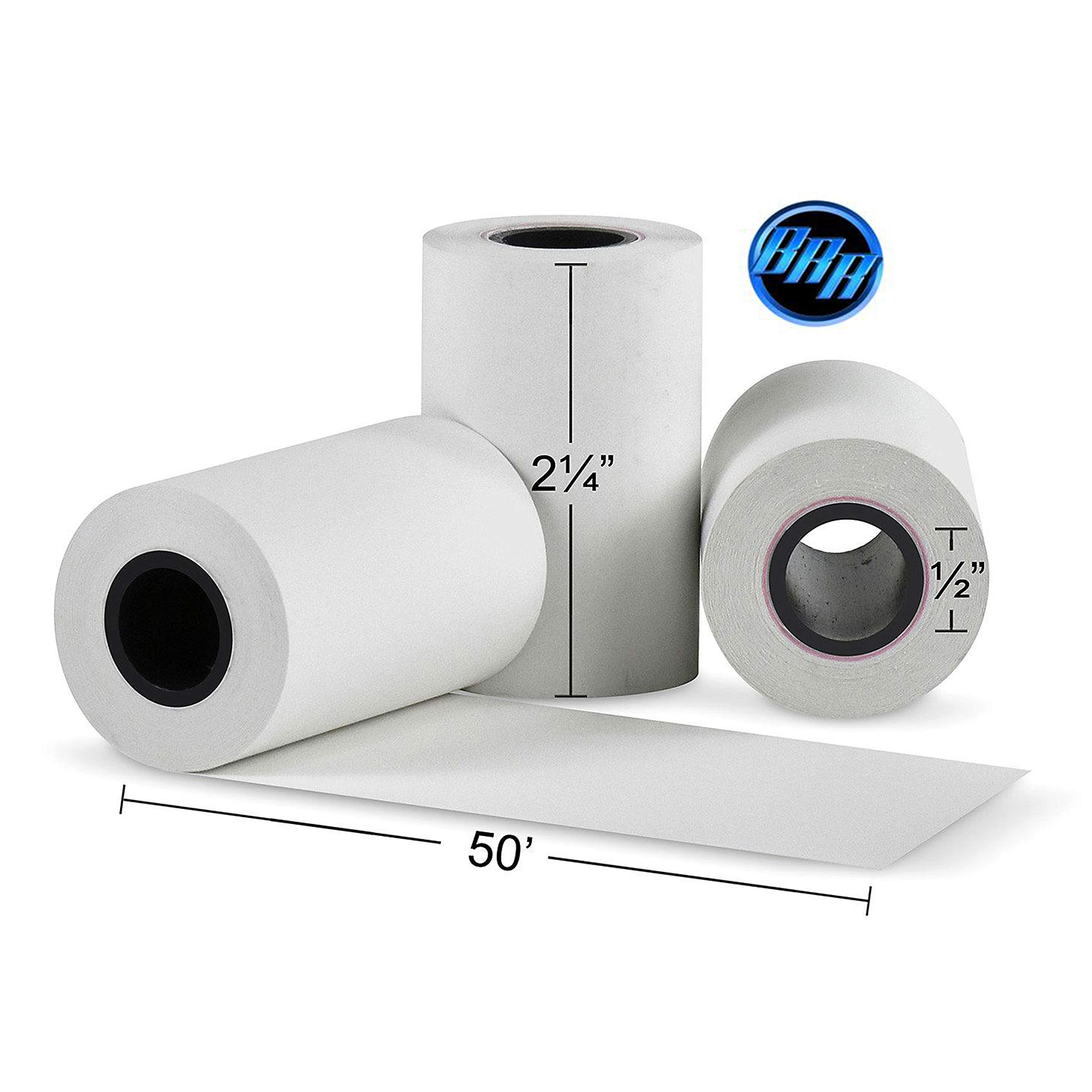 Rollos de papel térmico de 2 a 1/4 x 50 pulgadas (100 rollos) para Verifone VX520 First Data FD400 Nurit 8000 8020 STP-103 sin BPA, fabricado en Estados Unidos de BuyRegisterRolls.com by