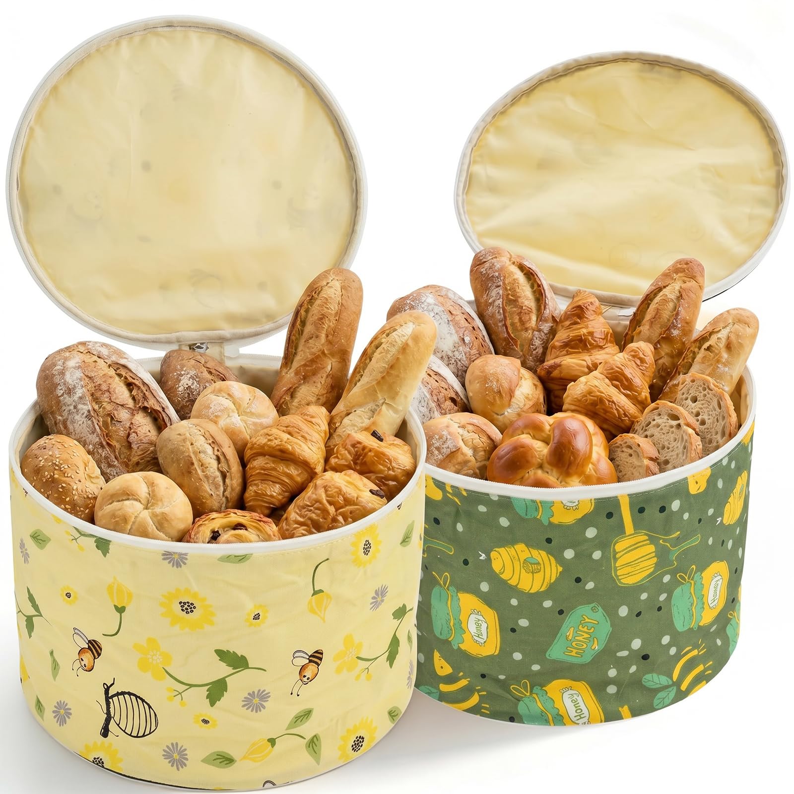 2 Pack Beeswax Bread Bags for Sourdough – Reusable Cotton Storage Pouch with Handle, Keeps Homemade Bread Fresh, Freezer Safe for Loaf & Kitchen Use