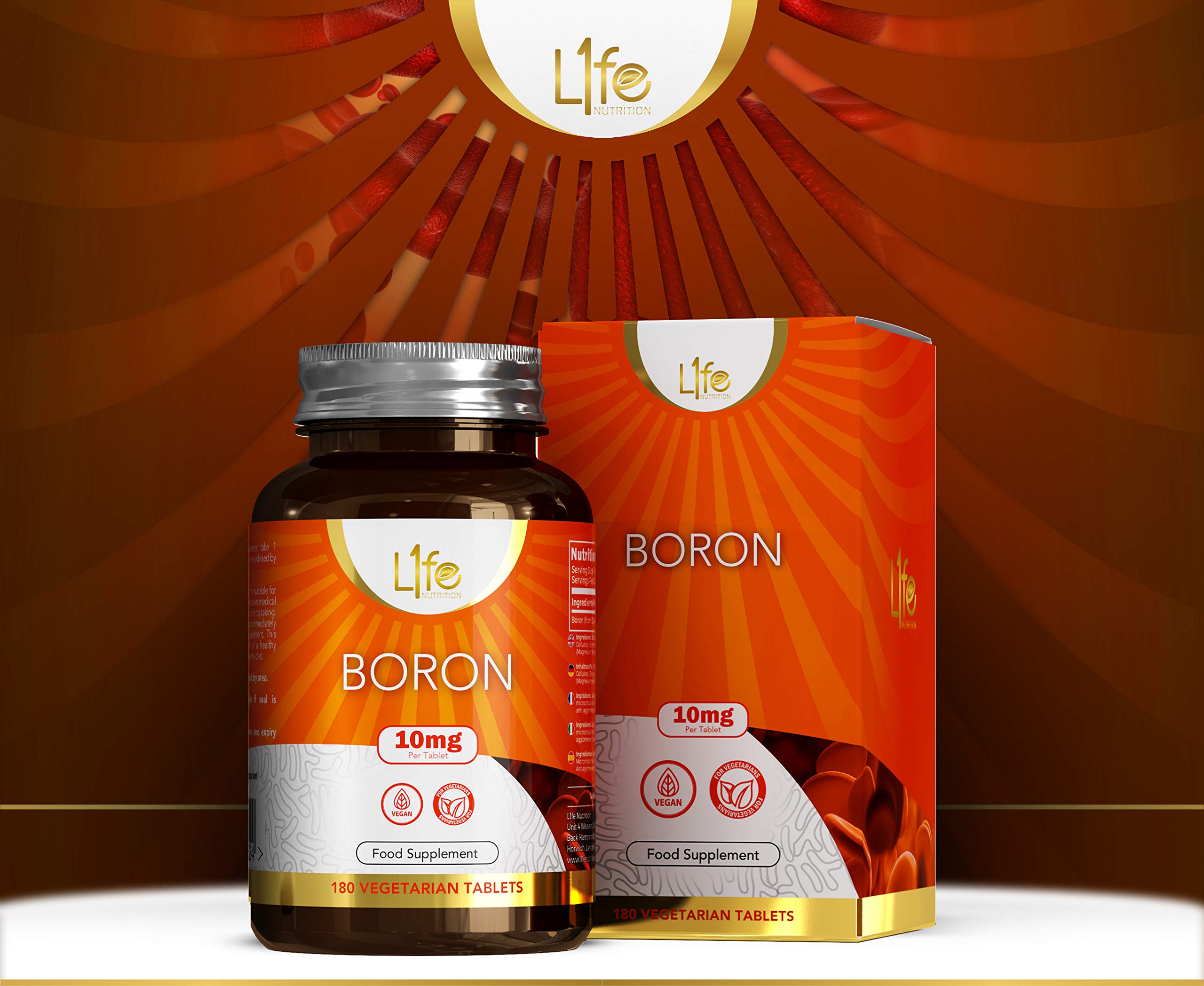 LN Bor Nahrungsergänzungsmittel | 180 vegane hochdosierte Boron Kapseln – 10 mg pro Portion | Gentechnik-, Gluten-, Milch- und Allergenfreie Bor Tabletten | Hergestellt in Großbritannien