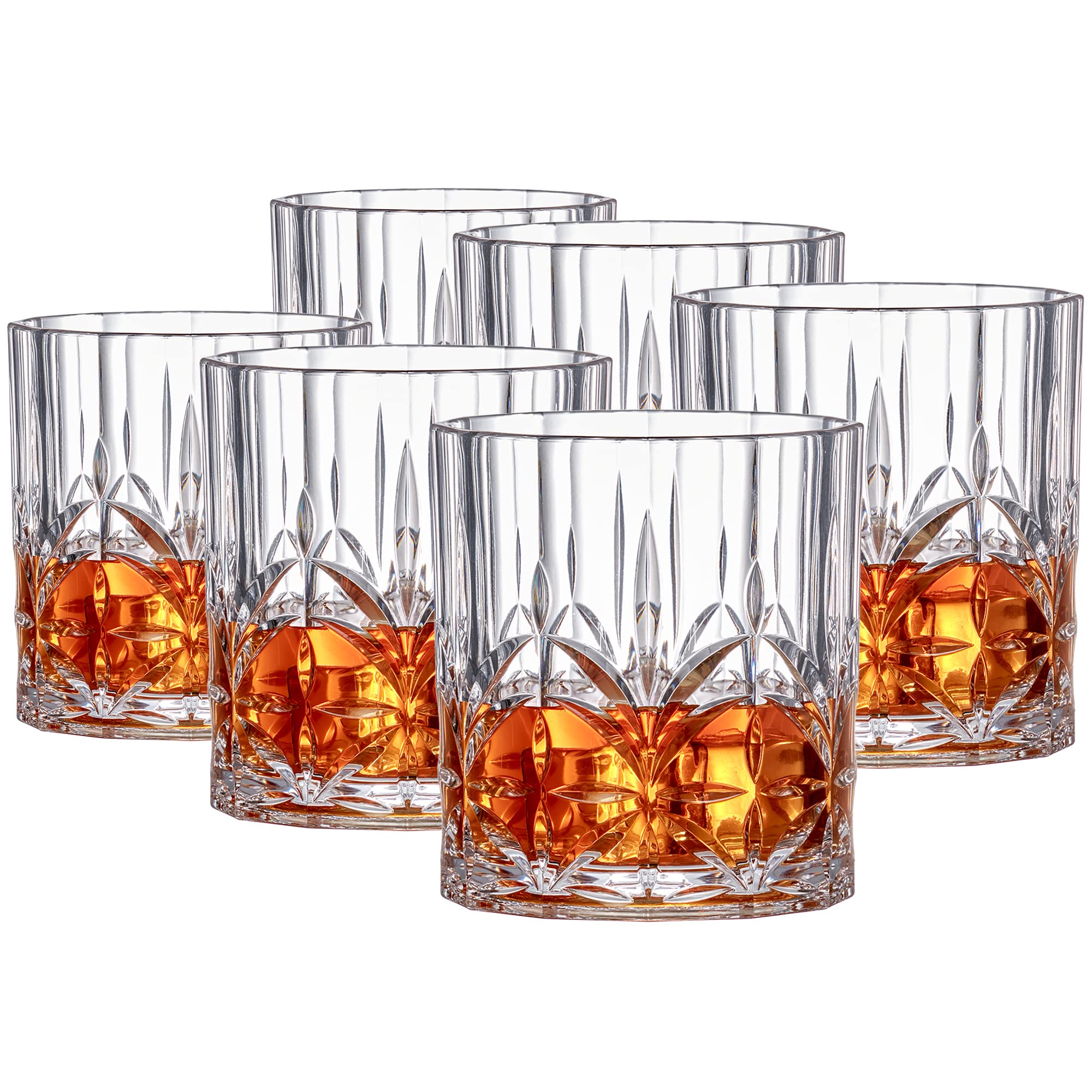 Amazing Abby - Whitney - 14-Ounce Plastic Whiskey Glasses (Set of 6), Plastic Wine Glasses, Reusable, BPA-Free, Shatter-Proof, Dishwasher-Safe, Perfect for Poolside, Outdoors, Camping, and More