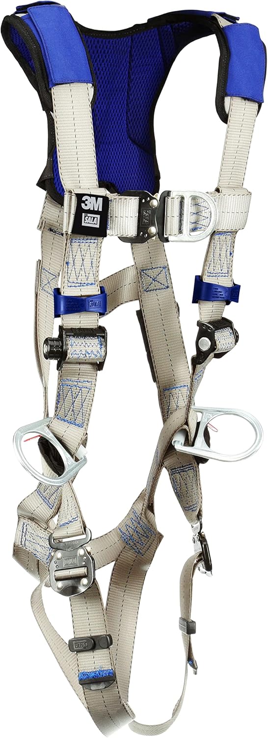 DBI-Sala ExoFit X100 Climbing/Positioning Safety Harness Fall Protection, OSHA, ANSI, Front, Back, and Hip D-Rings, Quick Connect Chest and Leg Buckles, 1401039, 2X