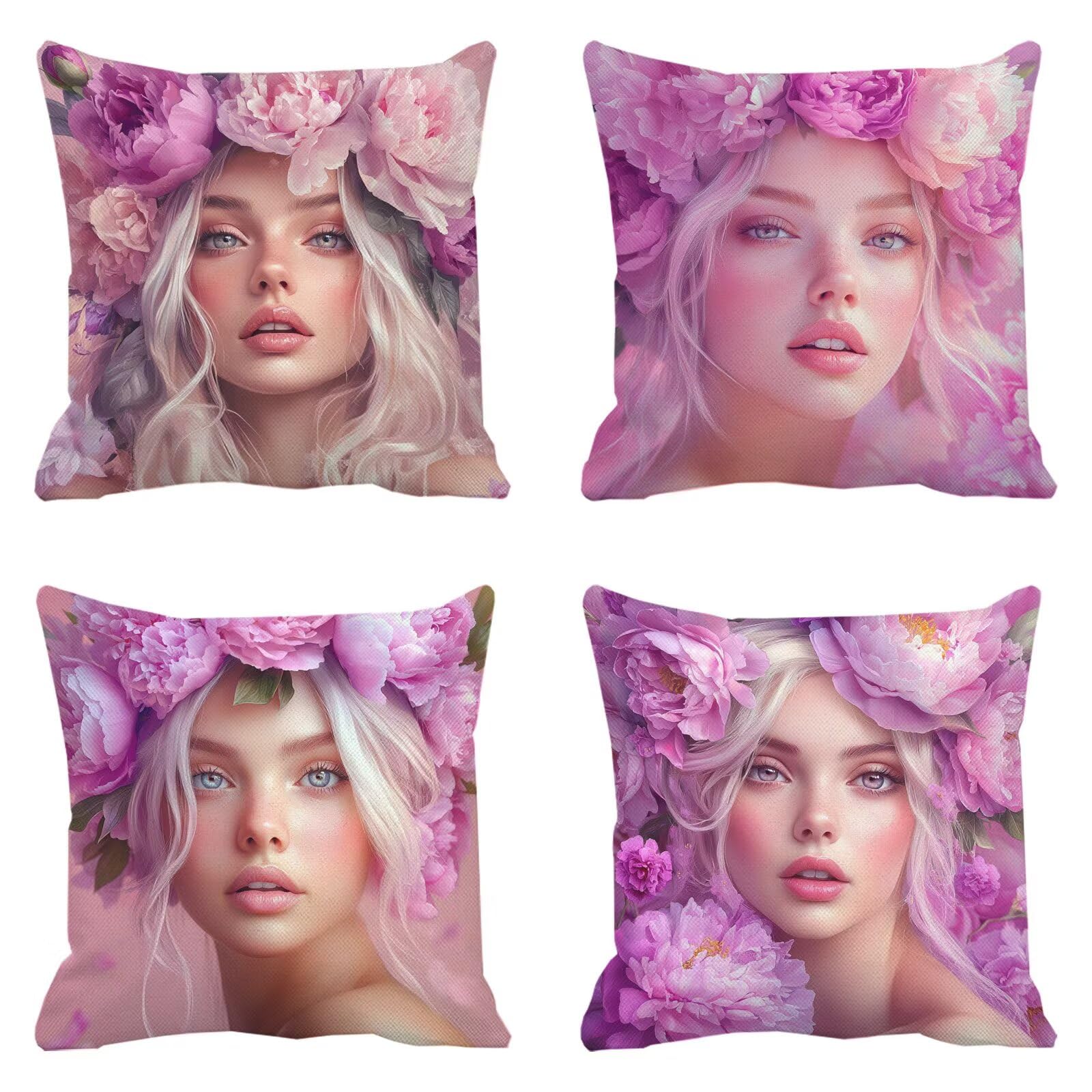Coussin exterieur impermeable femme violet 80x80 pour grand canape de terrasse