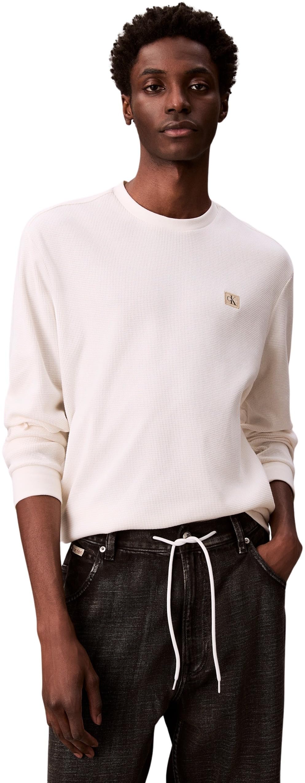 Calvin Klein Men's White Round-Neck Knitwear