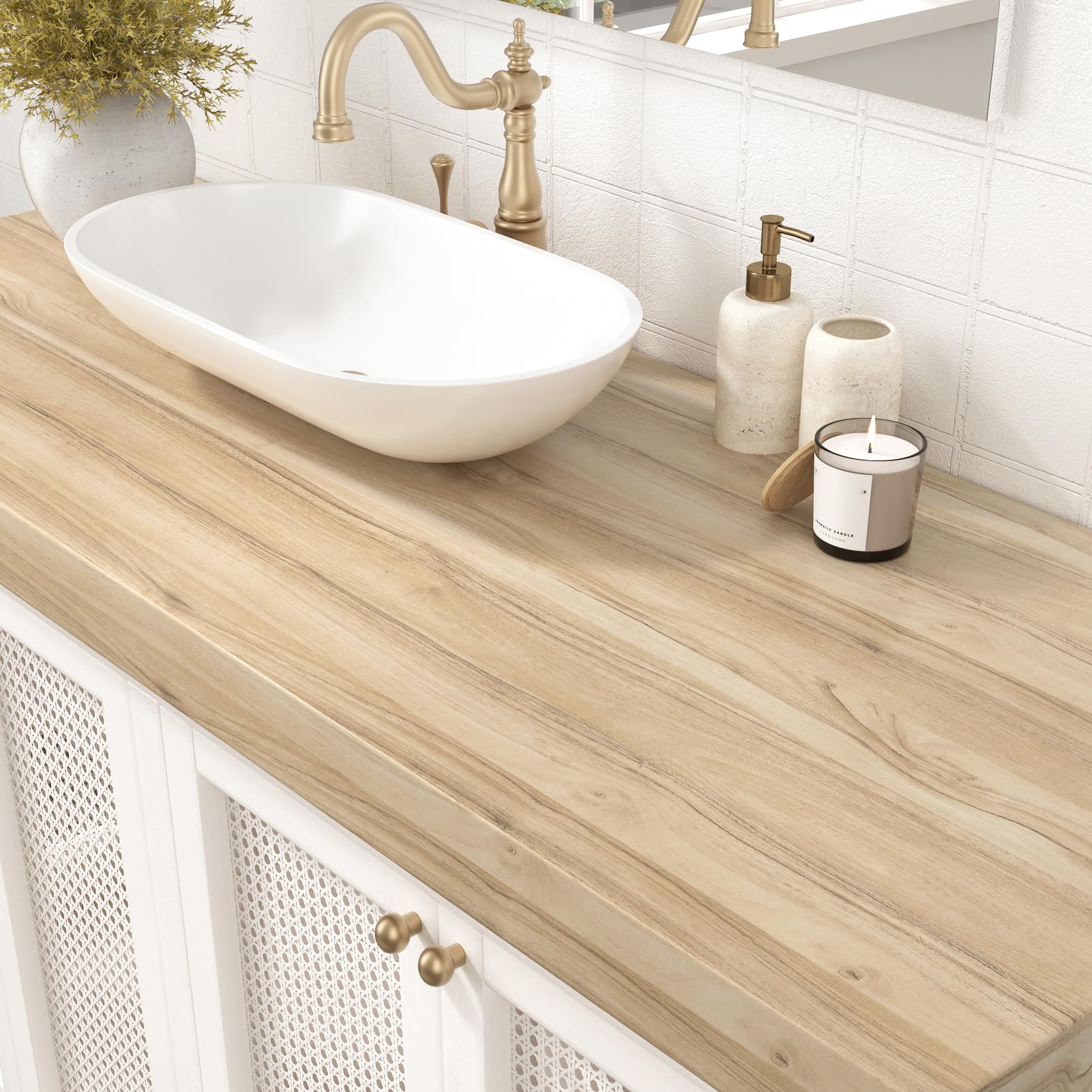 WESTICK Papel de contacto de grano de madera claro para encimeras de despegar y pegar, papel tapiz de madera impermeable para armarios de cocina, papel de contacto de madera autoadhesivo para