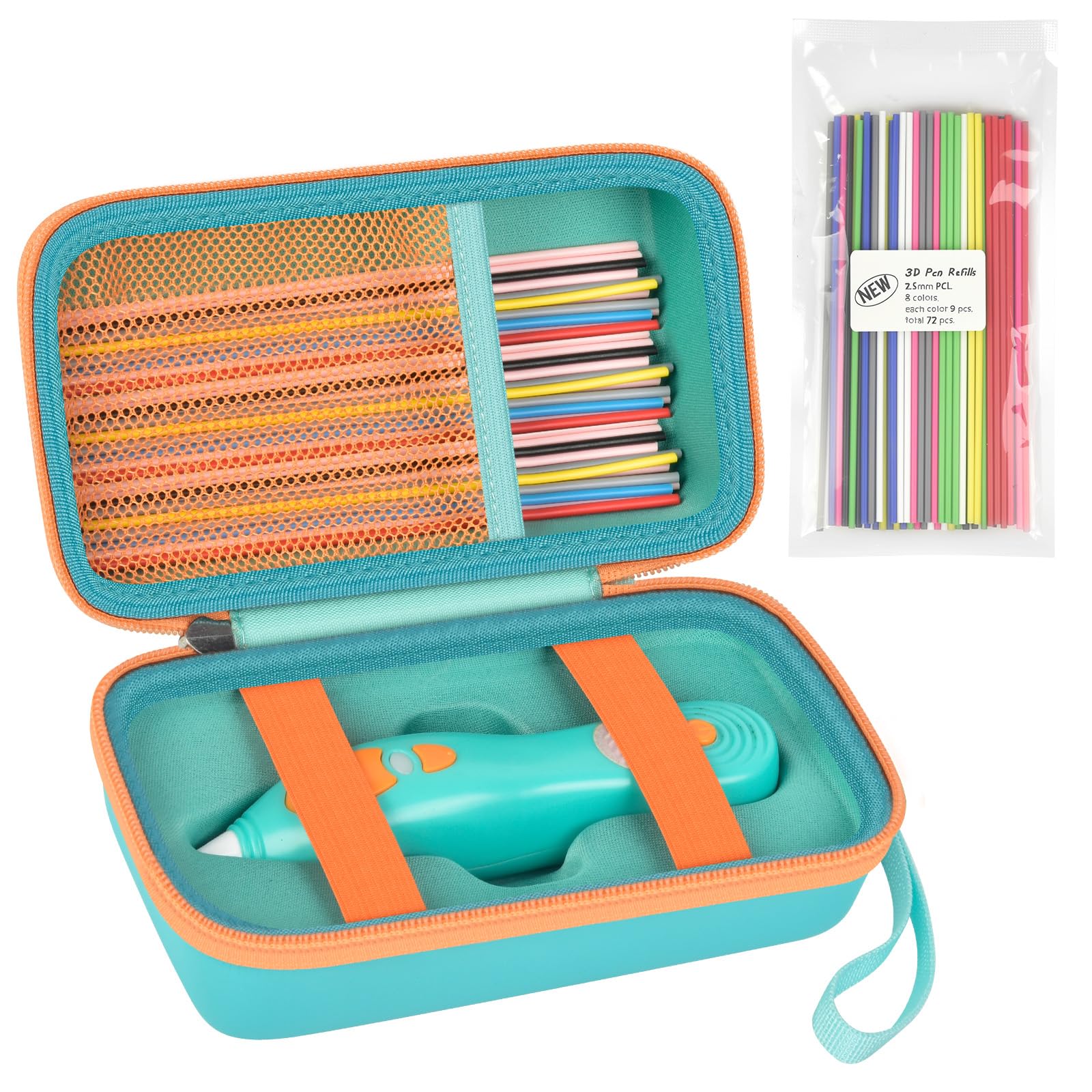 ANKHOH 3D Printing Pen Case for 3Doodler Start+, 72 Pen Refills Included