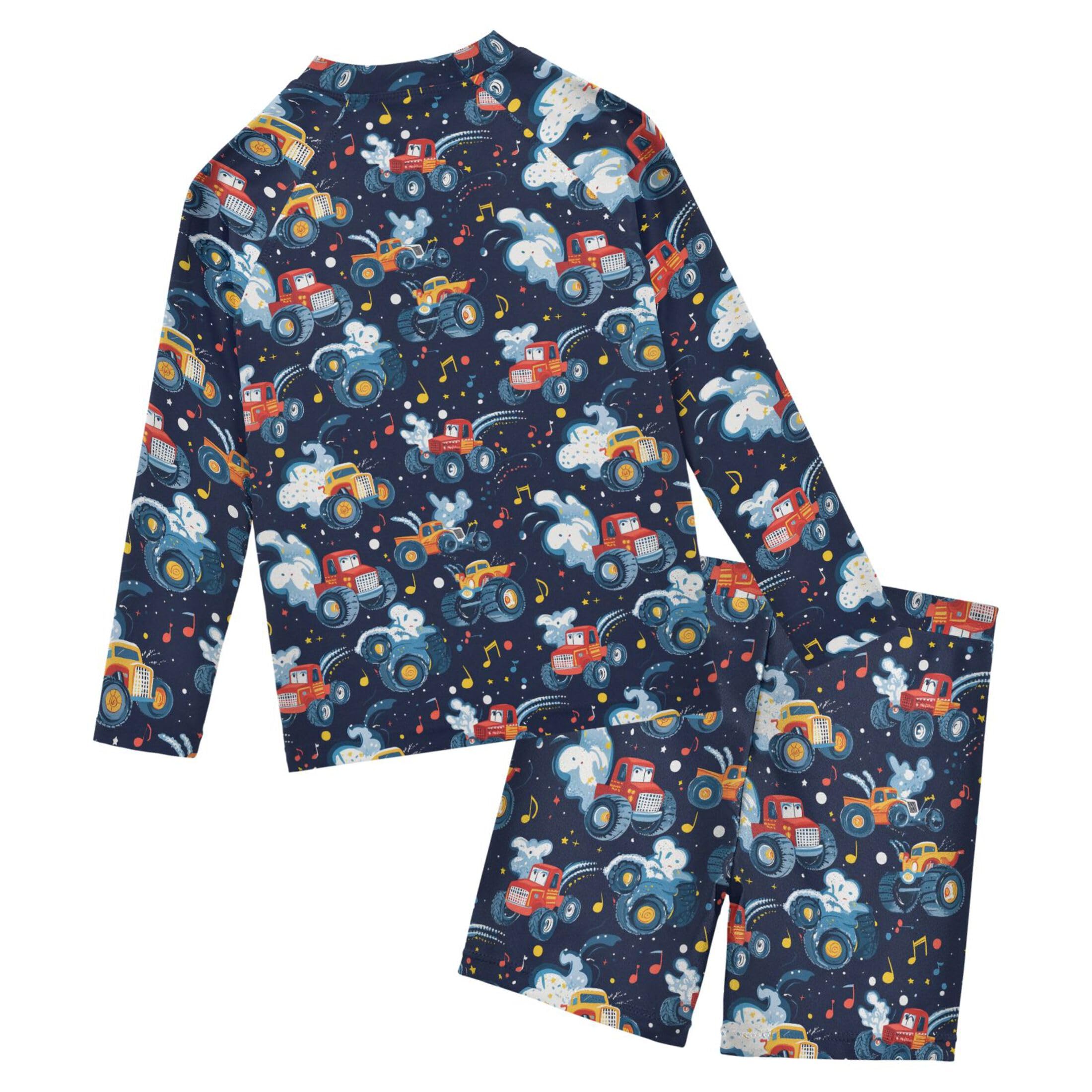 Car Cute Toddlers and Baby Boys' Swimsuit Trunk and Rashguard Set B0403819