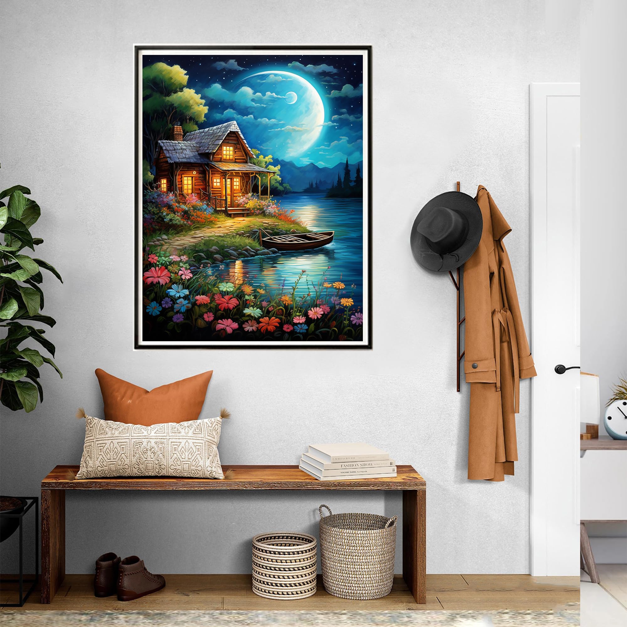 SKRYUIE Hut Village Paint By Numbers Kit For Adults - 16x20 Inch DIY Canvas Painting With Brushes - View #7