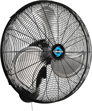 Tornado 20" Pro Series High Velocity Oscillating Wall Mount Fan Heavy-Duty Metal Fan for Industrial, Commercial & Residential Use 3 Speeds, 5250 CFM, UL Safety Listed