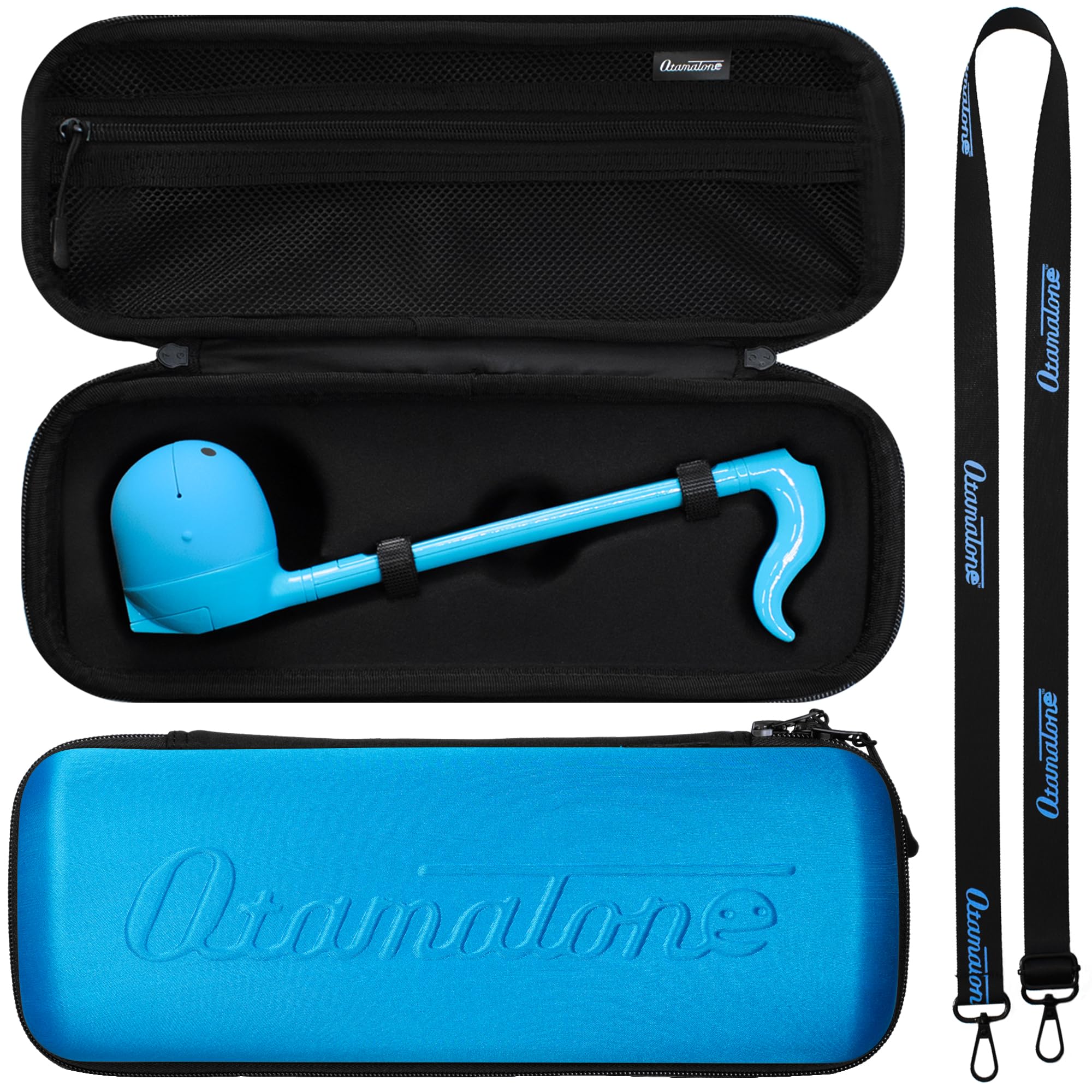 OtamatoneOfficial Case (Regular - 10.7 inch) Musical Instrument Toy Synthesizer Hard Shell Cover, Smooth Fitted Protective Interior with Official Logo Strap, Inner Zipper Pouch (Blue)