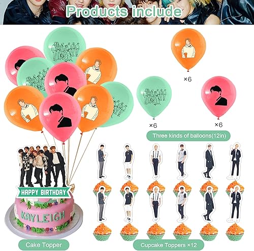 Miniatura 3 de Juego de decoraciones de fiesta para niños callejeros, tema de equipo de cantantes, suministros de cumpleaños, bandera, globos, calcomanías Kpop