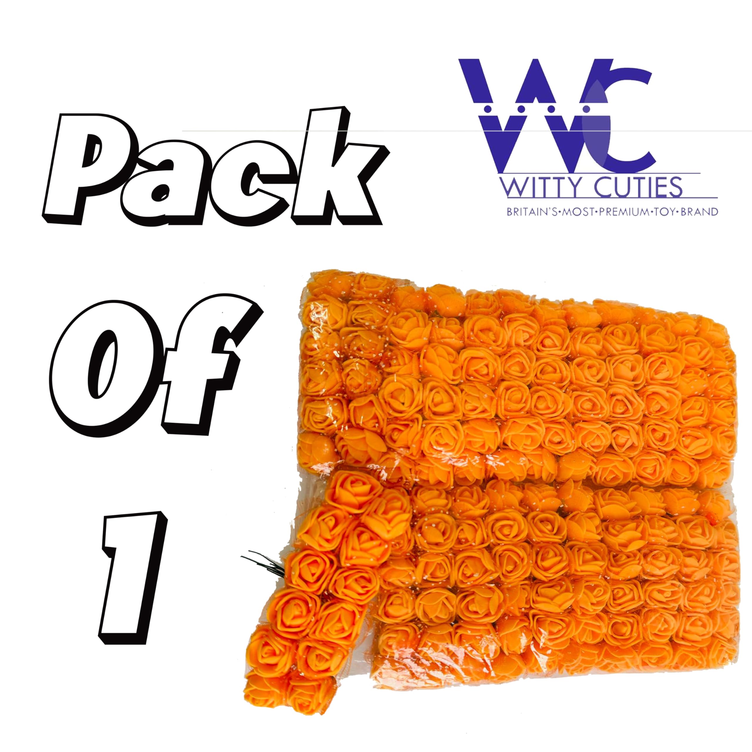 Witty Cuties Artificial Flowers Real Looking Artificial Orange Roses Foam Flowers for Crafting Fake Foam Roses Decoration DIY Wedding Bouquets Bridal Shower Flower Decoration Pack of 1 (144pcs) - Image 2