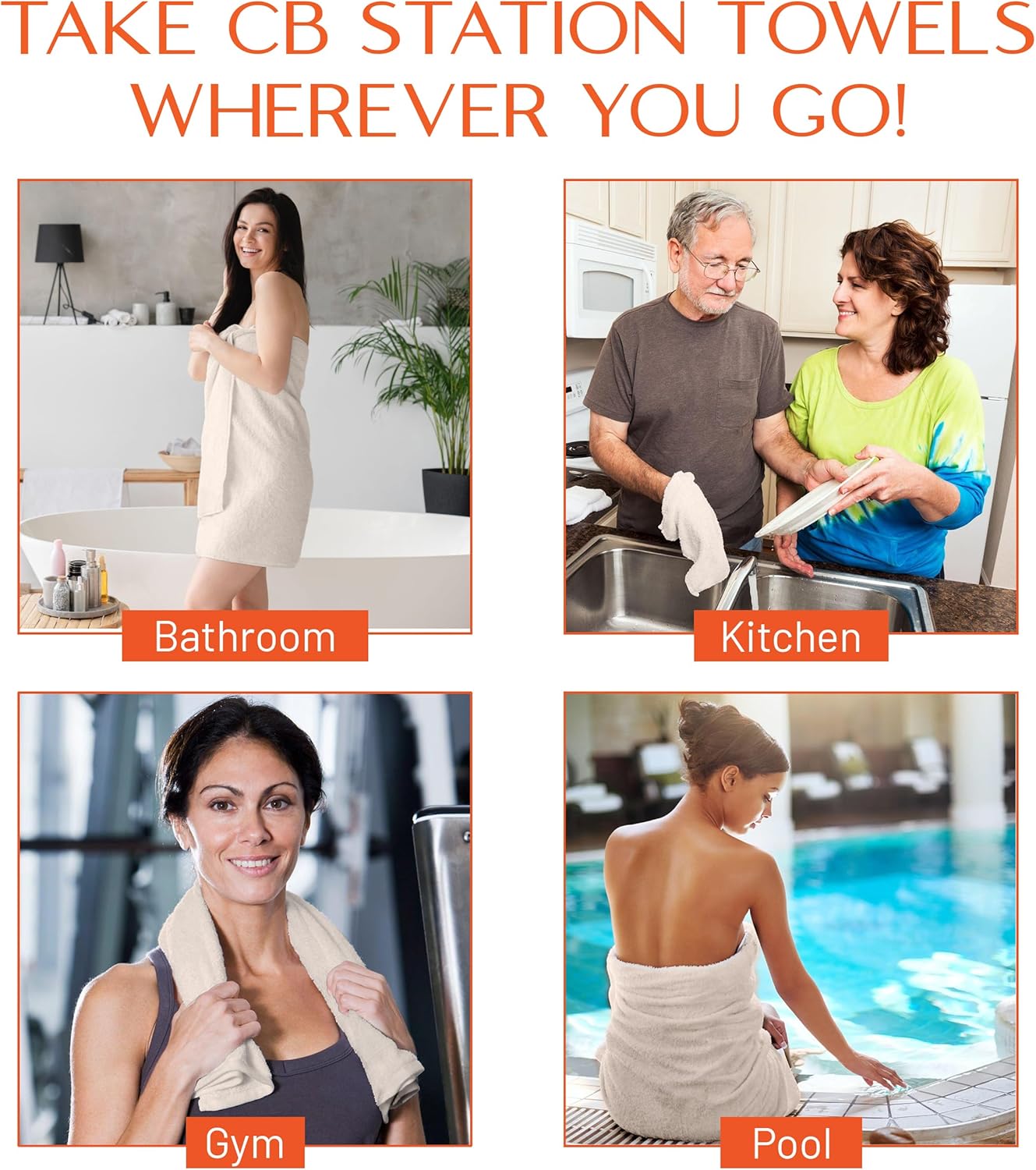 CB STATION 8-Piece Luxury Bath Towel Set - Elevate Your Bathroom with Premium Hand Towels - Embrace Quick Dry Technology, Crafted from 100% Plush Cotton for Unparalleled Comfort and Style (Ivory)