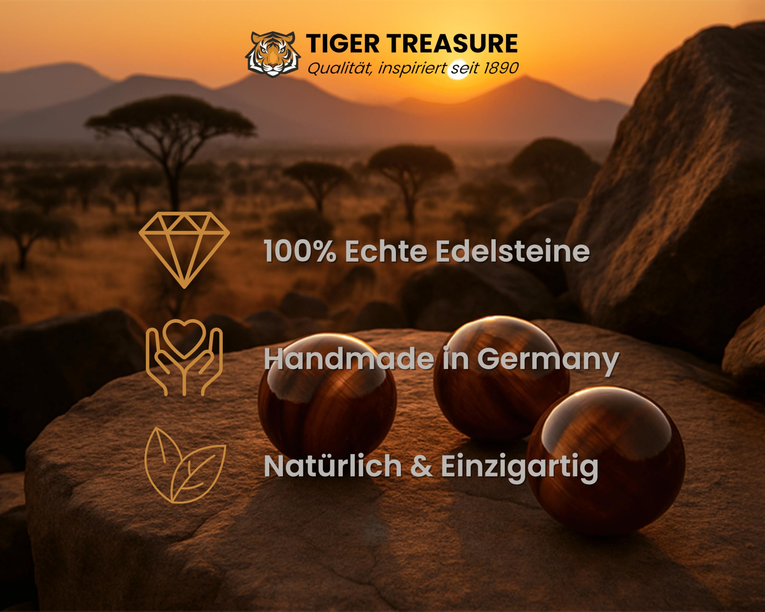Handgefertigtes Tigerauge-Armband, echte Edelsteinperlen, 19 cm Länge, aus Deutschland, für Schutz und innere Stärke