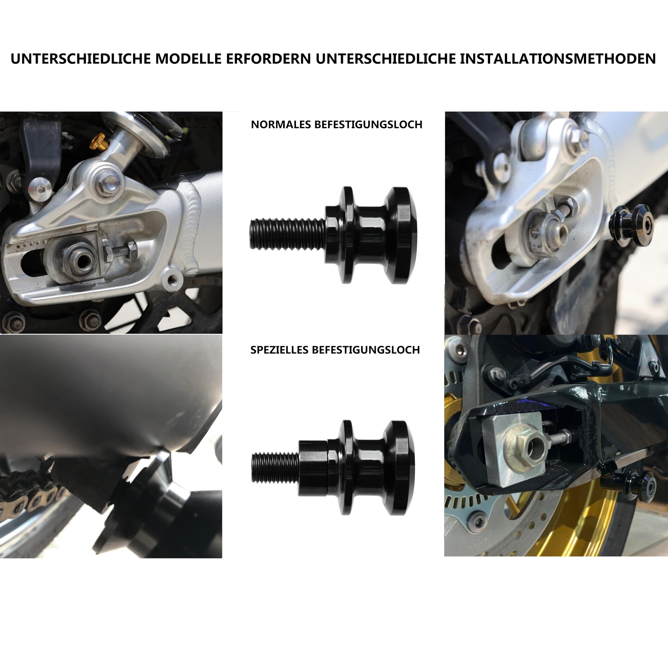 FENRIR Motorrad Schwingenadapter Ständeraufnahmen Prismabuchsen Motorradschwingenspulen Spulen für Paddock-Ständer montageständer adapter M8 Ninja CBR1000RR-R CBR600RR S1000RR S1000R GSXS1000 GSXR1000