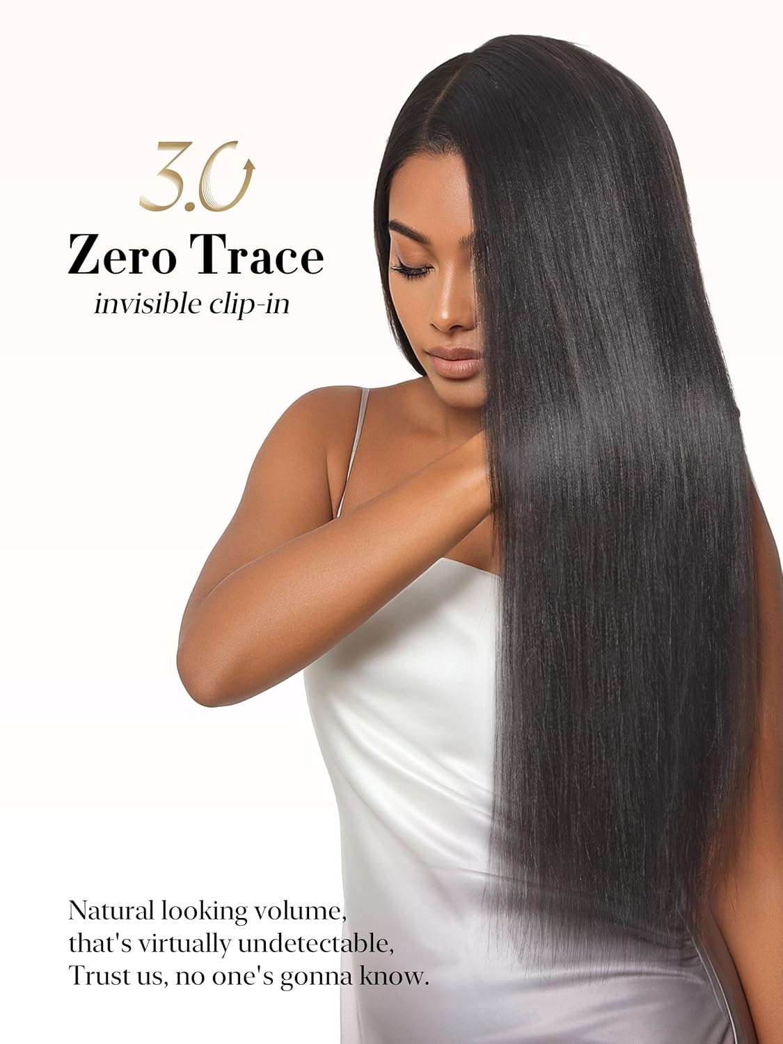 LUVME 0.59mm Zero Trace Invisible Clip in Hair Extensions, Yaki Straight 2 Pack 6 Pcs 100g 22 Inch, 100% Real Human Hair Clip Ins, Seamless Invisible Length for Office, Brunch & Nights Out - Image 2