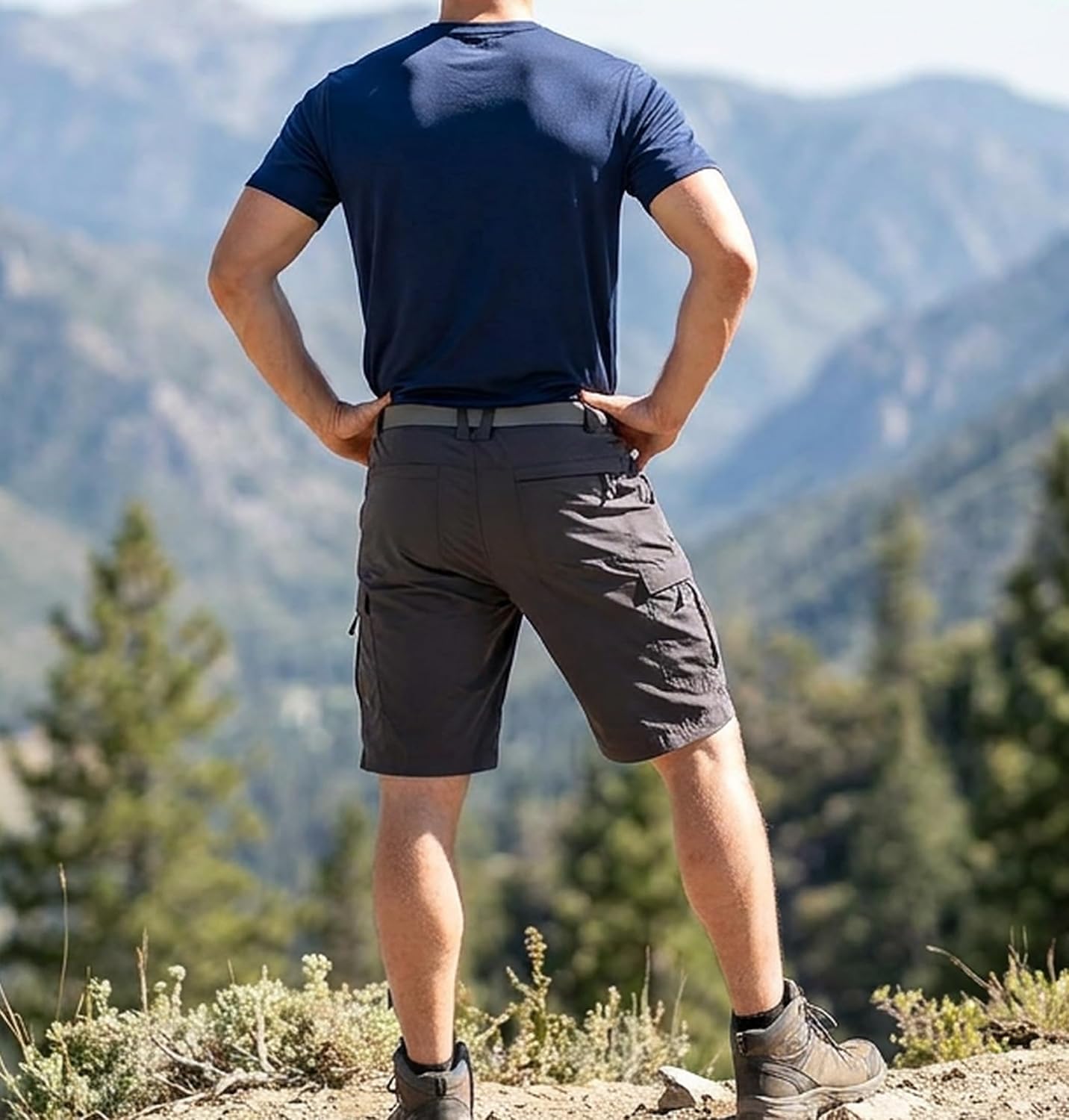 Vcansion Men's Outdoor Hiking Shorts Quick Dry Travel Cargo Shorts Tactical Golf Fishing Shorts with Zipper Pockets