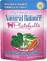 Natural Balance Platefulls Wet Adult Cat Food in Gravy, 3 Ounce Pouches (Pack of 24), Protein Options Include Chicken,...