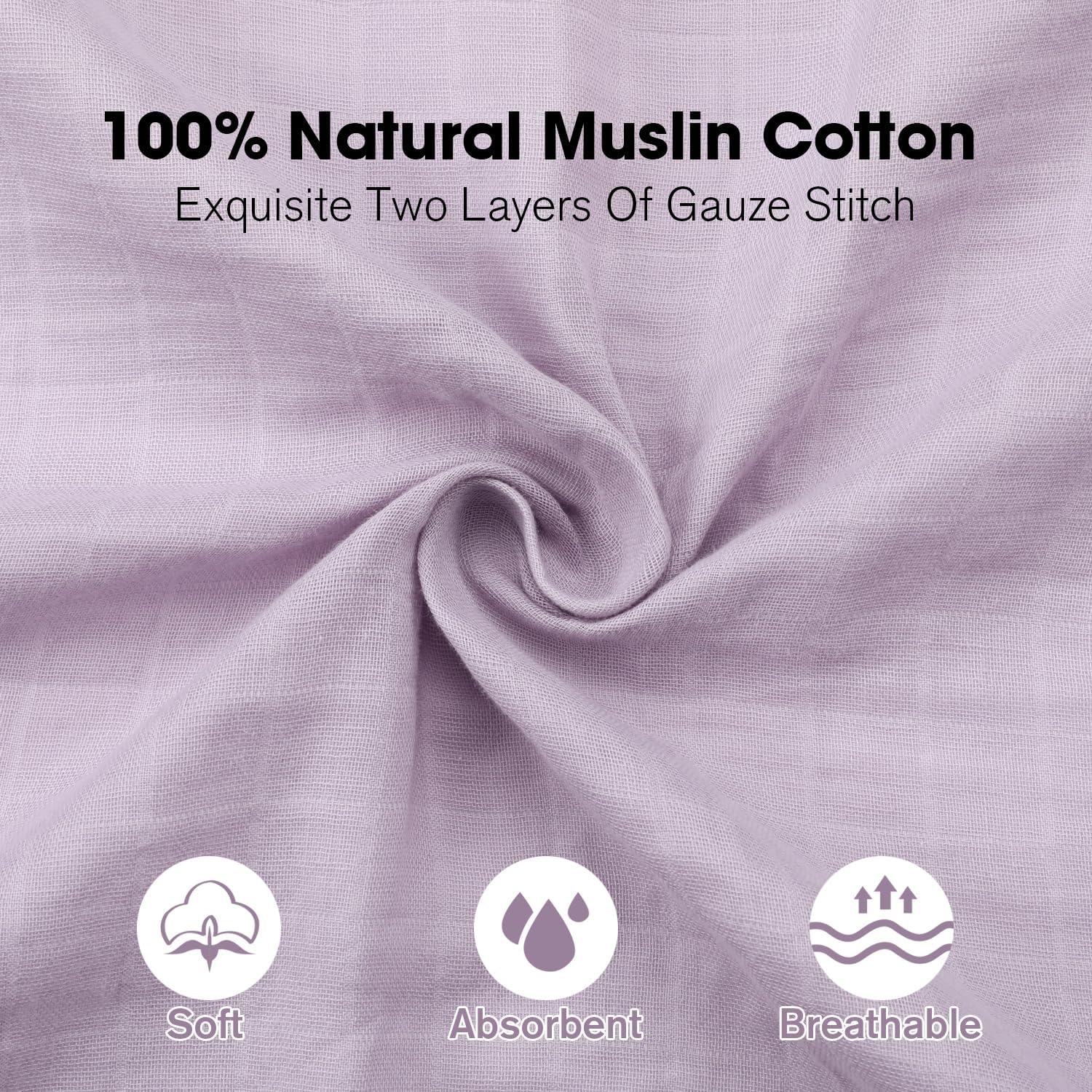 Little Grape Land Muslin Swaddle Blankets 47''x47'' 4 Pack, 100% Cotton Large Size Baby Swaddles for Newborn, Soft Breathable Baby Blankets for Newborns, Butterfly&Bunny - Image 2