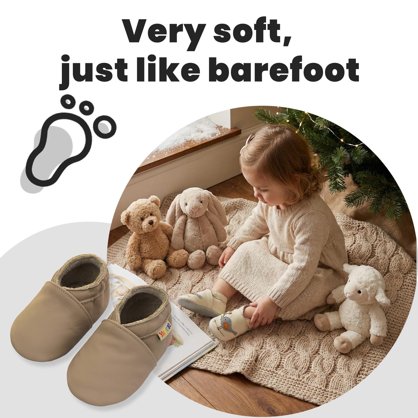 YALION Baby Shoes Soft Sole First Walking Crib Shoes, Slip-on Baby Boys Girls Slippers for Infant Toddlers, Non-Slip Leather Baby Moccasins — view 5