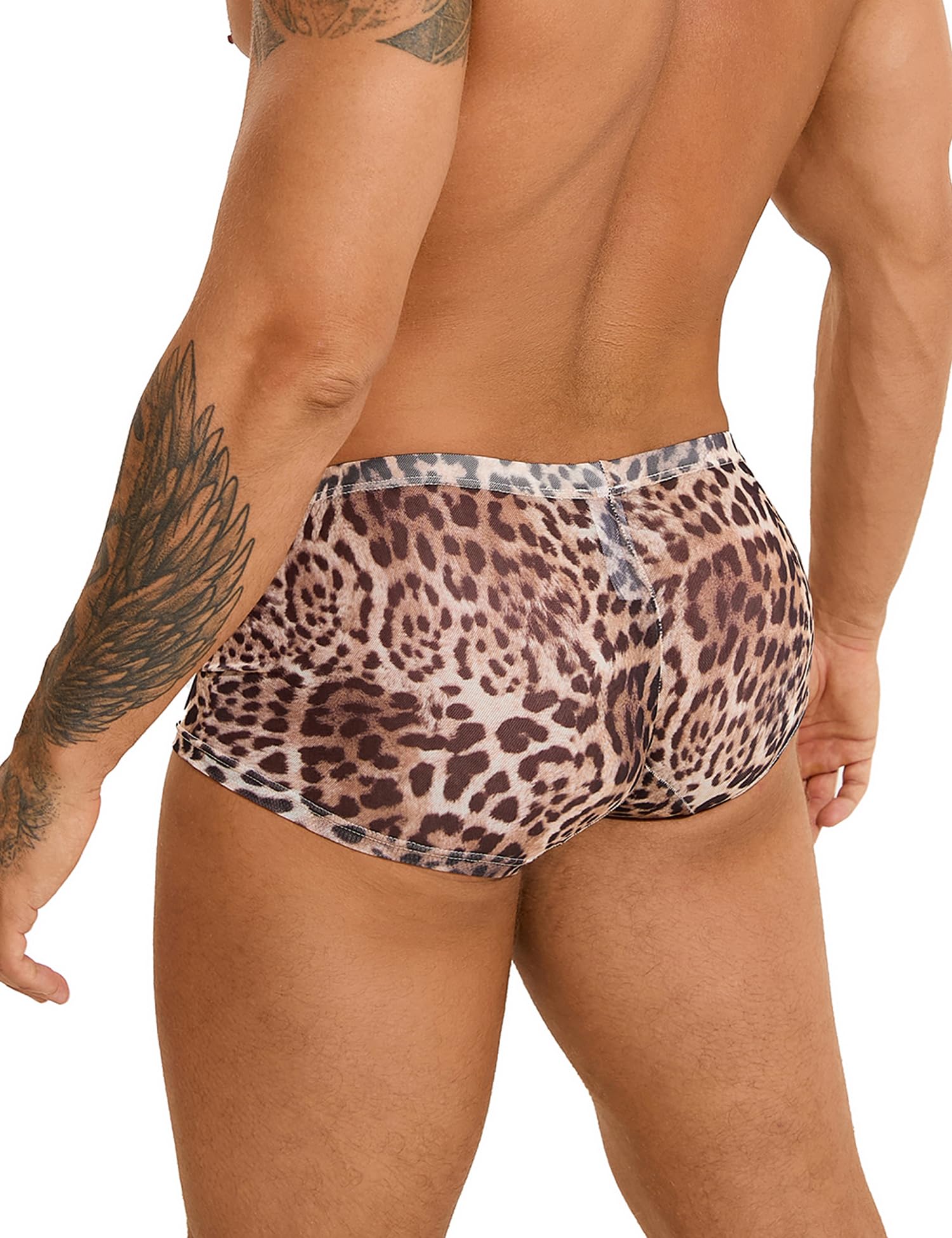 ohyeahlady Taglie Forti Boxer Uomo Leopardato Elastica Perizoma Morbido Vita Bassa Mutande Simpatiche Elasticizzate più Traspiranti Brief Intimo Curvy Lingerie Mankini Tanga Divertenti