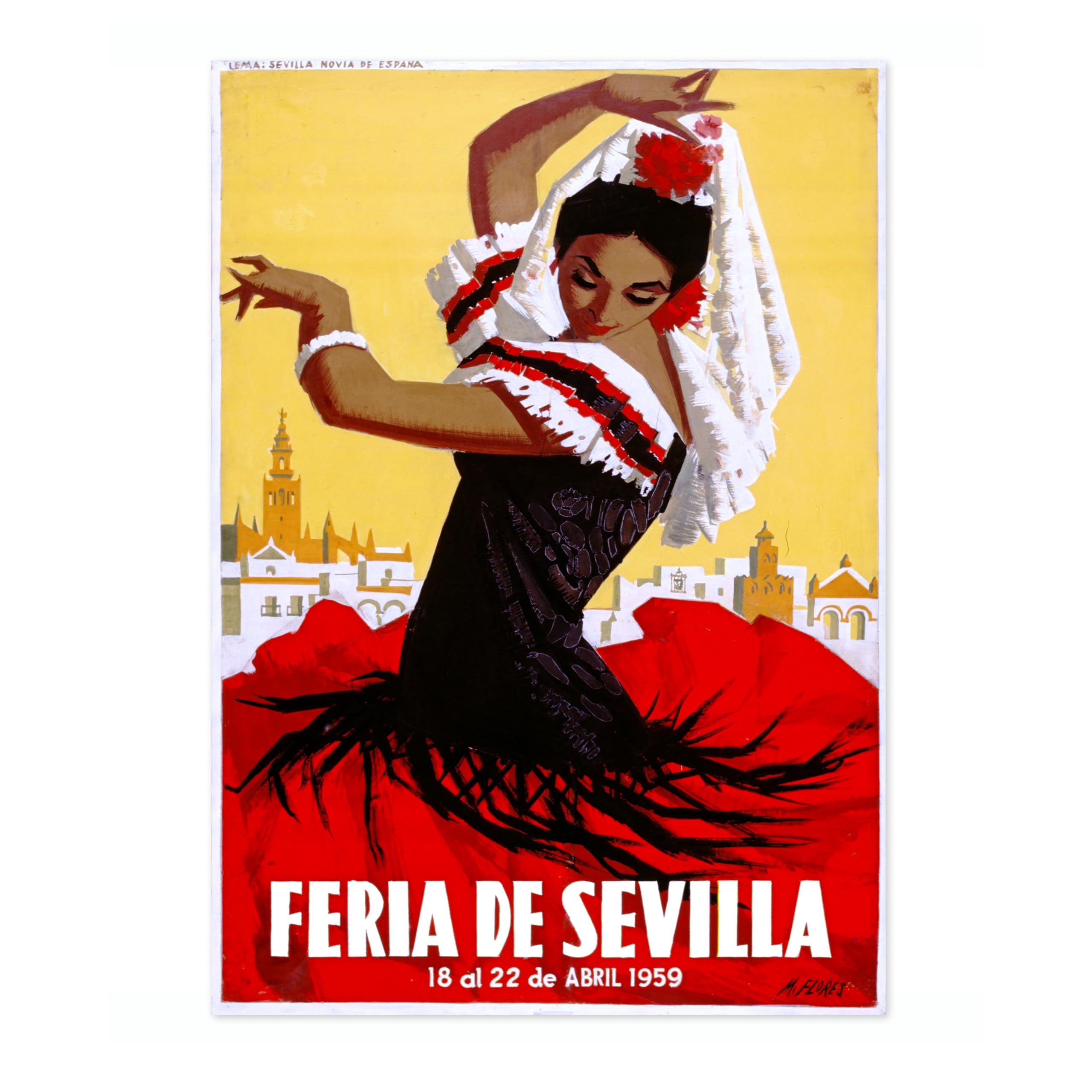 Feria De Sevilla, Spain Vintage Spanish Travel Poster, Retro Spain Tourism Print, Decoration Wall Art Seville Landmark Bedroom Decor, A3 (Print Only) - 42x29.7cm — image 1