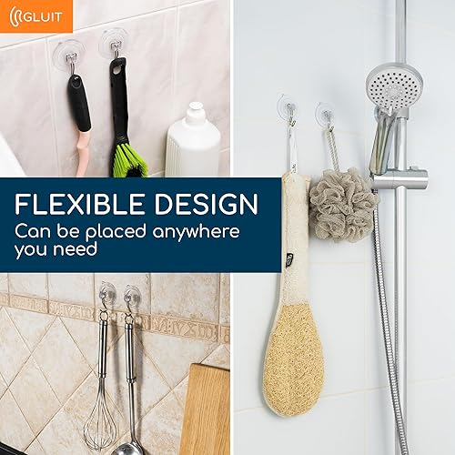 Miniatura 6 de GLUIT Ganchos de ventosa  Ganchos de pared de utilidad para todos los propósitos, acero inoxidable extraíbles pequeñas ventosas para cocina, baño,