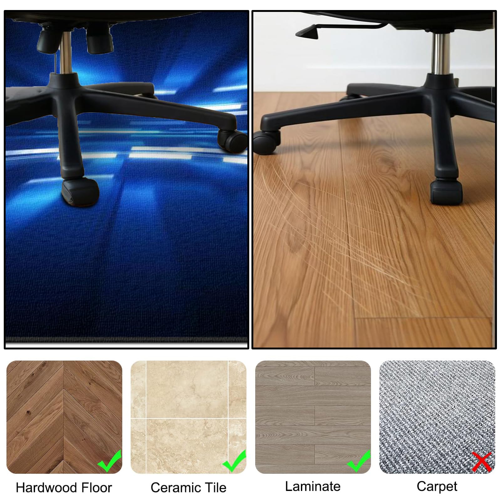 140 x 200 cm Tapis de Protection Antidérapant de Plancher Chaise Gaming