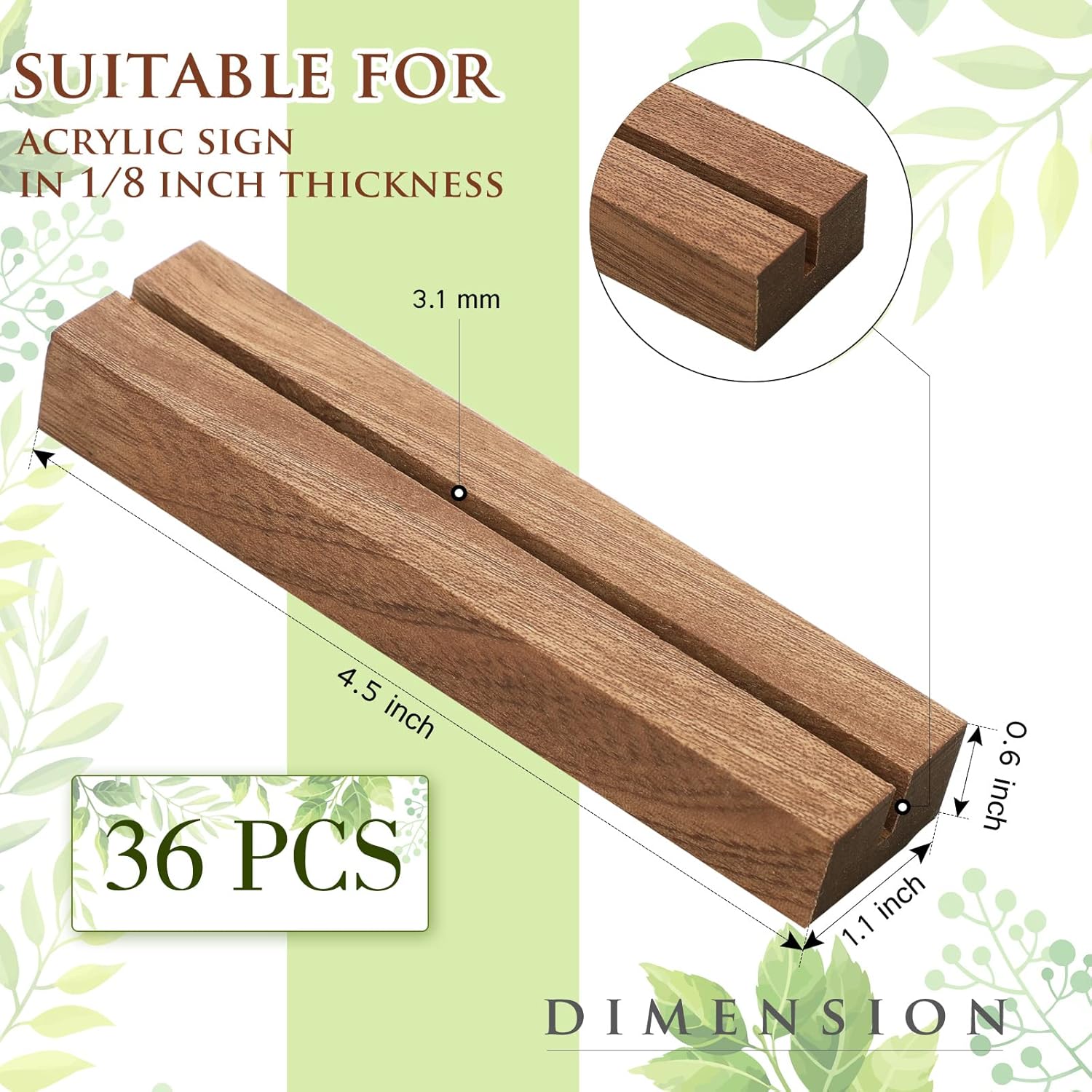 Roowest 36 Pcs 4.5x1.1 Inches Wood Place Card Holders Table Number holders for Thick Sign Rustic Menu Stands for Wedding Birthday Easter Party Decoration - Image 3