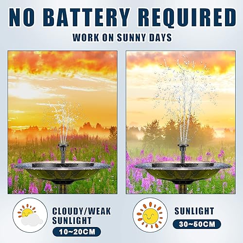 Miniatura 3 de Kittmip Paquete de 4 fuentes solares de baño para pájaros, fuente solar con 6 boquillas, fuente de agua solar, panel de fuente solar flotante,