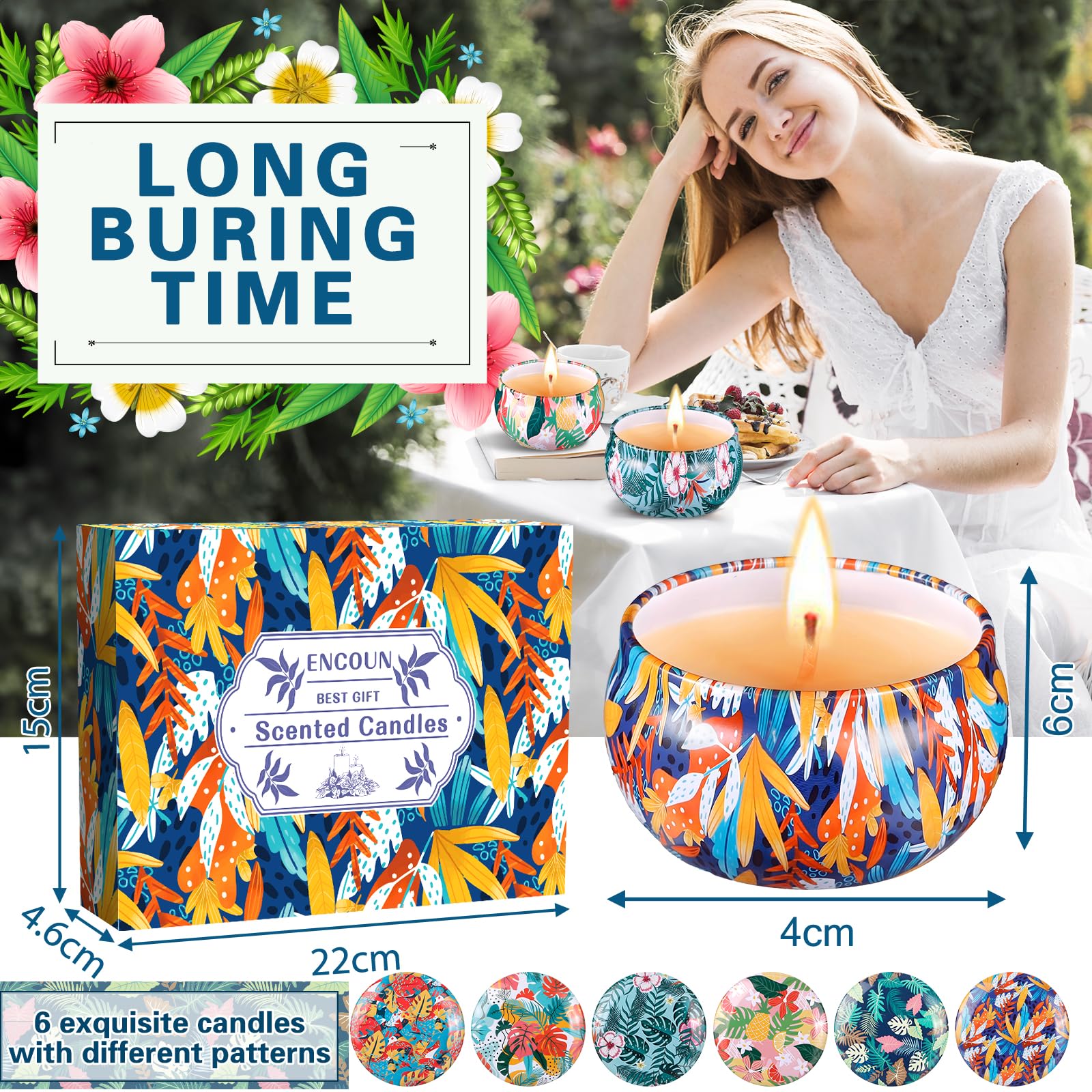 Coffret 12 Bougies Parfumées - Cire De Soja Naturelle, 50h De Combustion - Cadeau Femme, Déco Maison