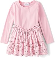 The Children's Place Baby Girls Heart Mesh Tutu Dress - Soft Rib-Knit Bodice, Tiered Ruffle Skirt, Easy Pull-On