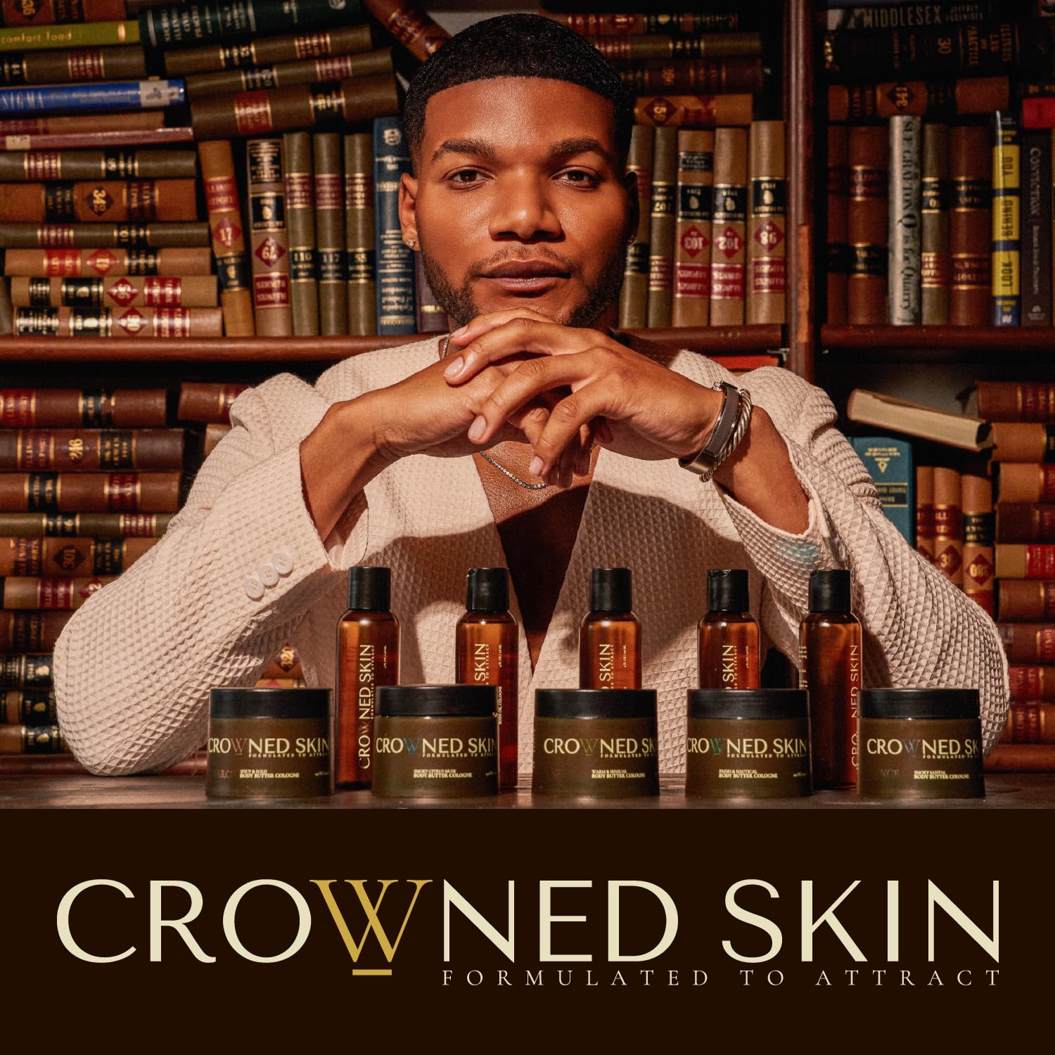 Crowned Skin King Body Butter Cologne and Body Oil Cologne Bundle | As Seen On Shark Tank | Skin Care Set with Warm Sandalwood & Leather Scent | Natural Shea & Mango Butter | All-Day Fragrance