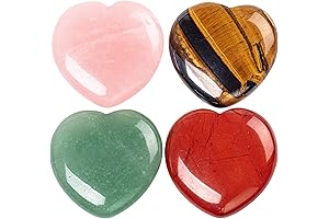 4-Piece Natural Heart Stone Chakra Reiki Balancing and Worry Relief Set