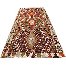 Turkish Kilim Rug,11.2X5.1 ft, 341X156 cm, Area, Livingroom, Vintage Turkish Decorative Carpet,Handmade Red Brown Rug, Home Decor,