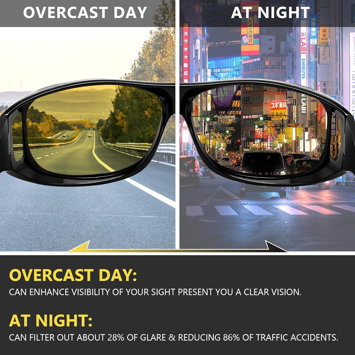 FEISEDY Fit Over Glasses Sunglasses, Work Safety Goggles for Men Women, Wrap Around Sunglasses Outdoors B0343 - Image 4